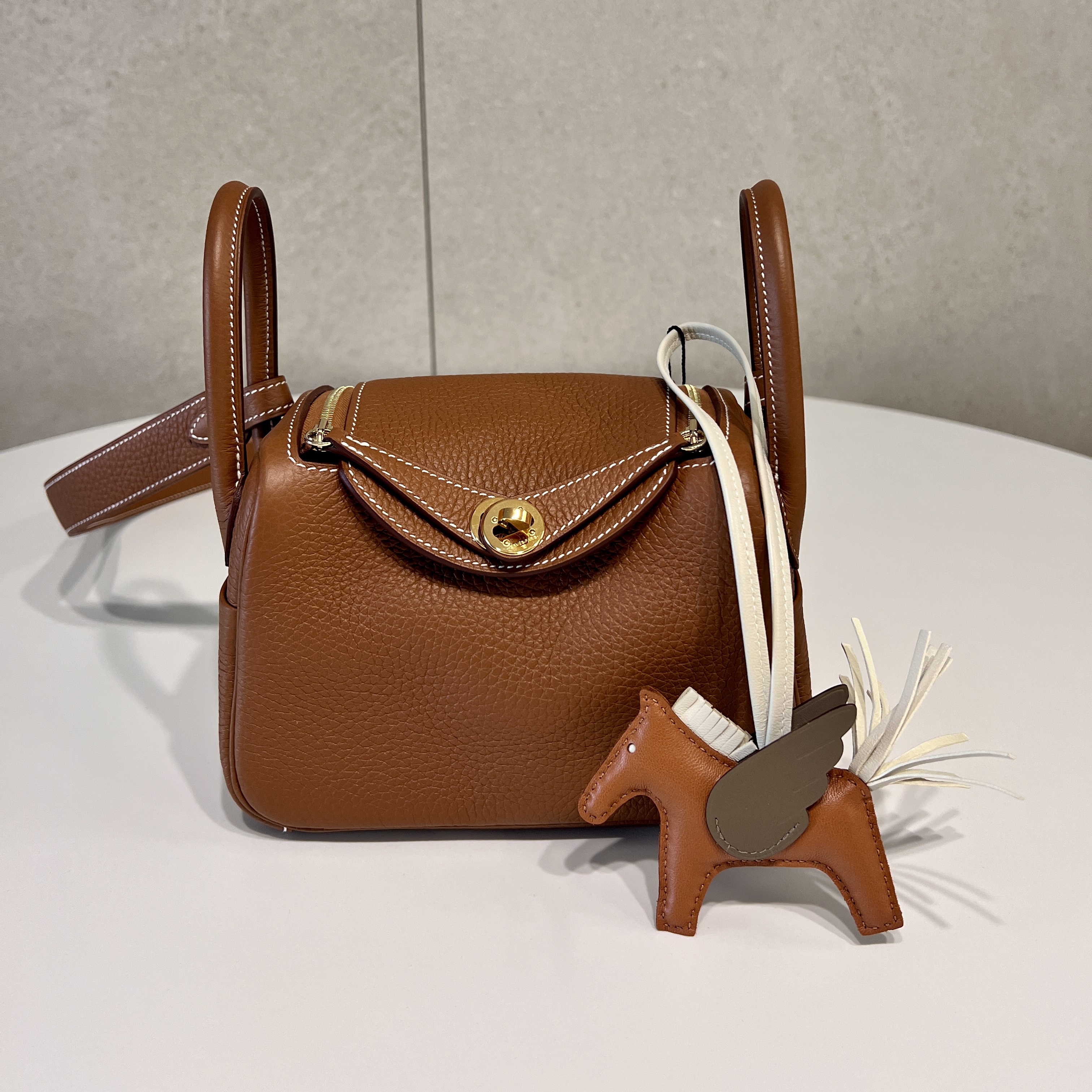 Hermes Rodeo Pegase PM Charm Milo Swift & Gold Craie Etoupe 착용 스타일 - 2