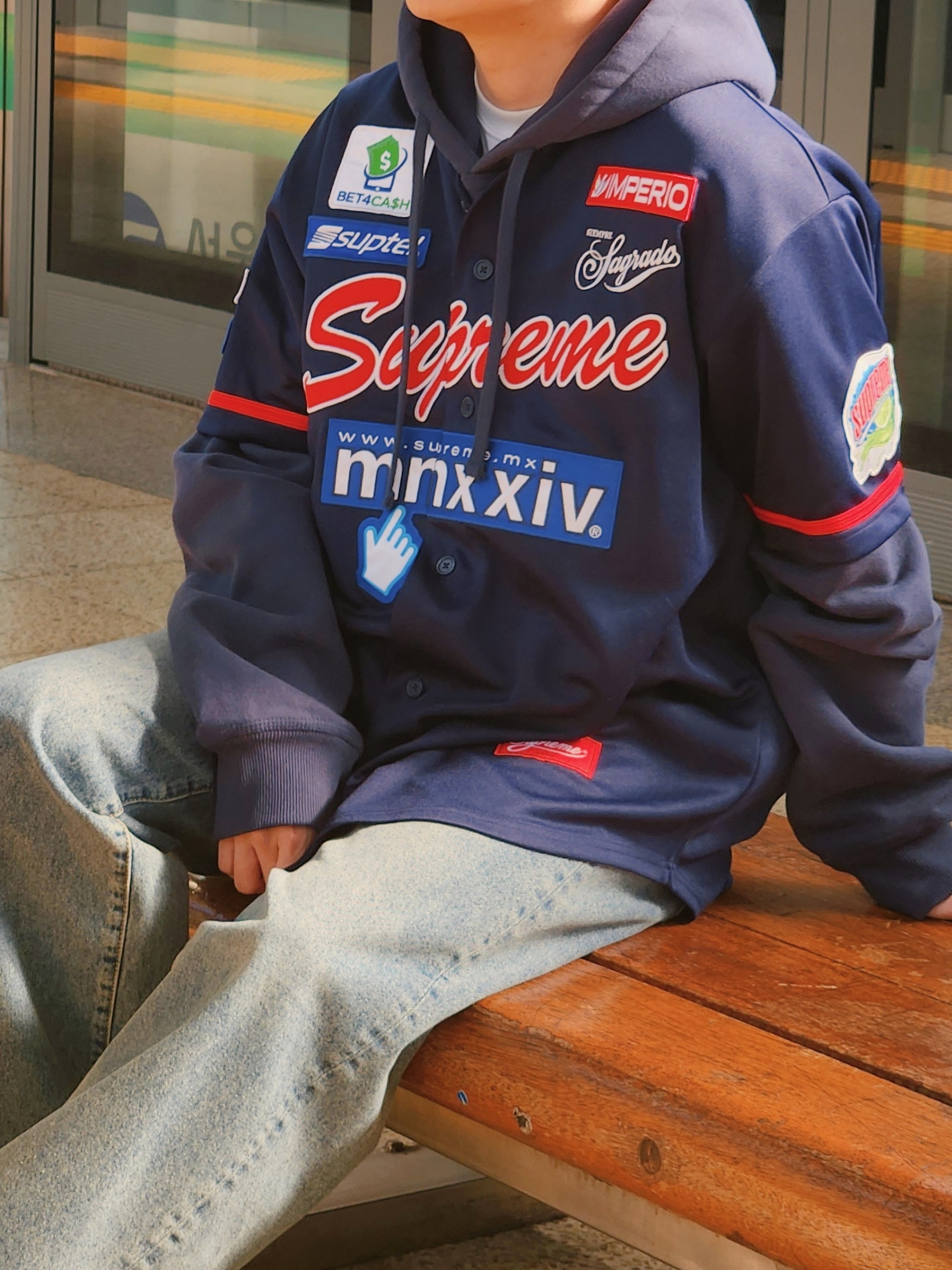 Supreme Chosen One Baseball Jersey Navy - 24SS, Nike x Supreme Air Force 1 Low White 착용 스타일 - 1