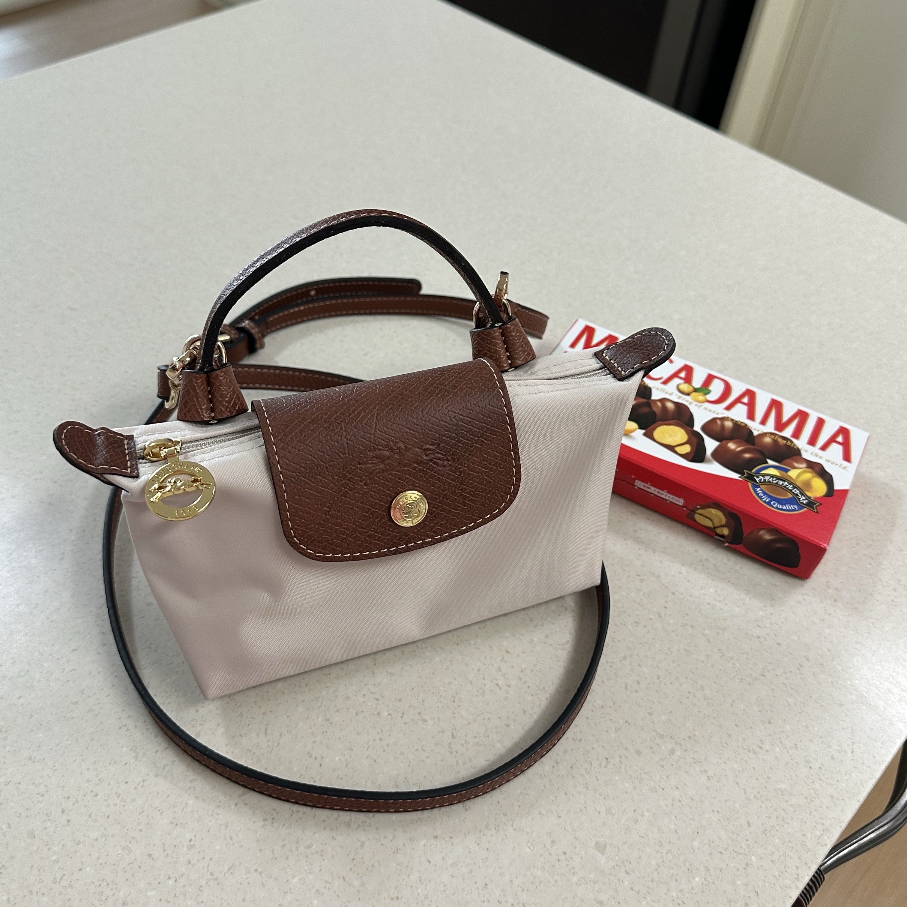 Longchamp Le Pliage Original Handle Pouch Paper 착용 스타일