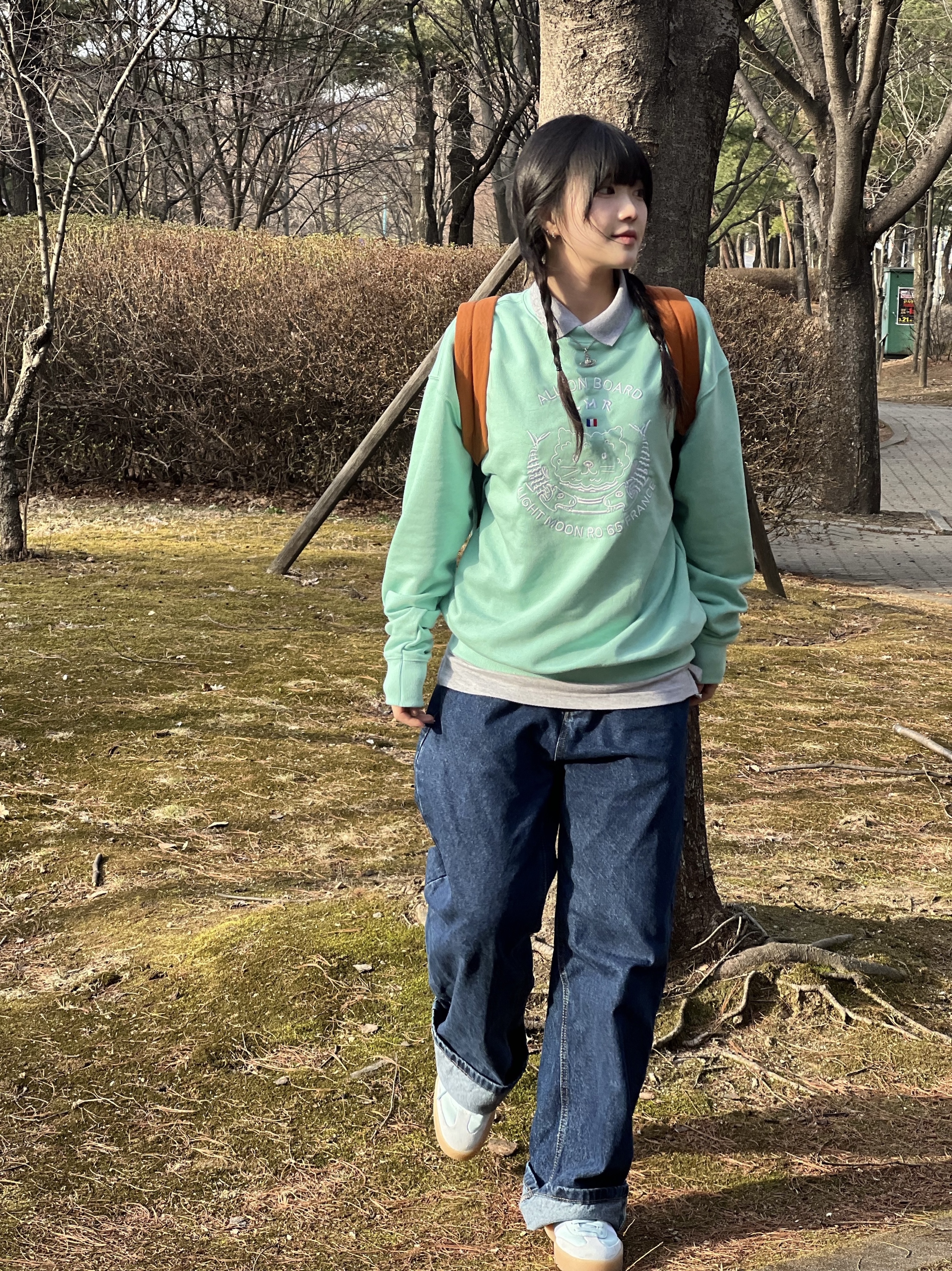 (W) Adidas Sambae Wonder White Silver Metallic, Vivienne Westwood Mayfair Bas Relief Pendant Silver 착용 스타일 - 5