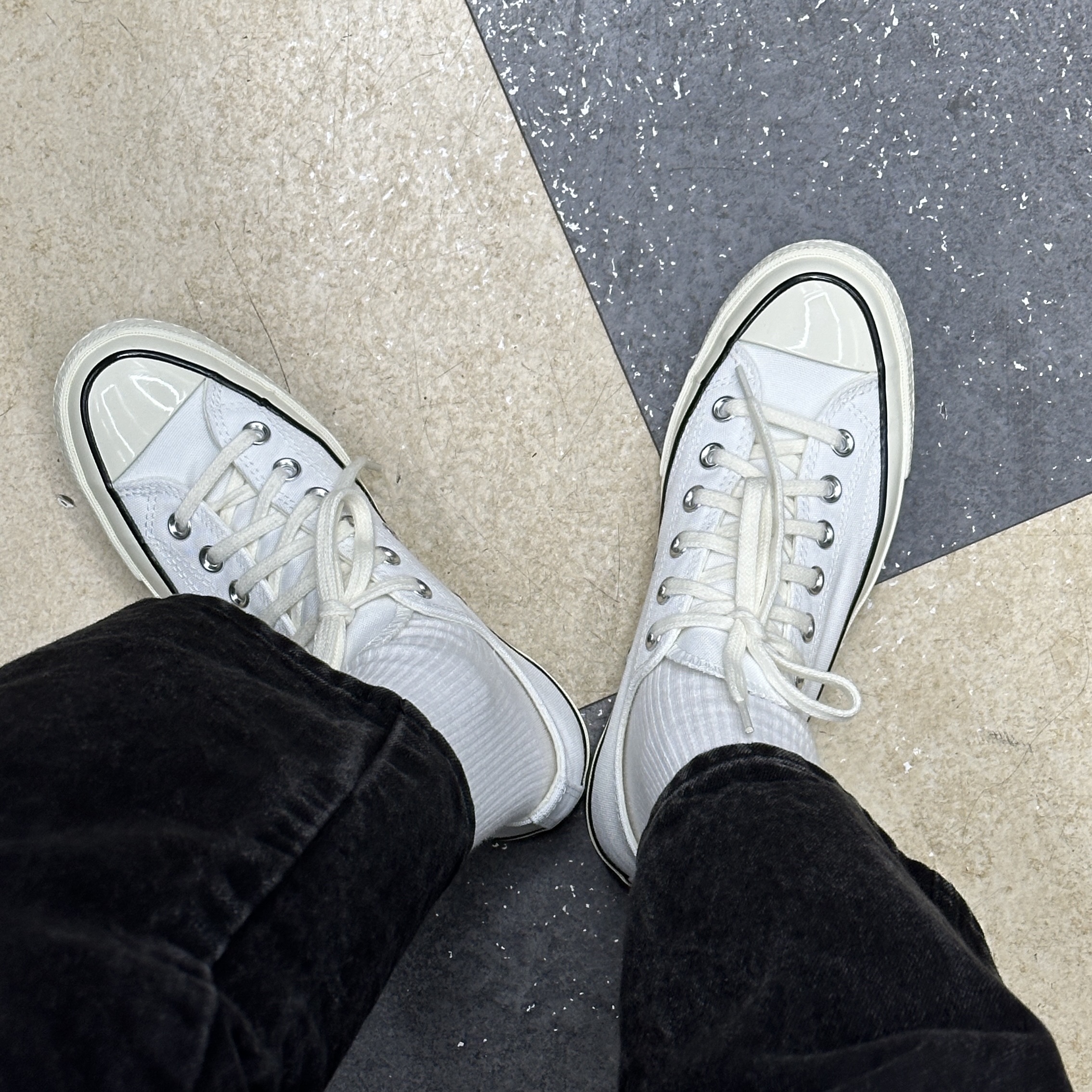 Converse Chuck 70 Ox Vintage Canvas Pinstripe White 착용 스타일 - 2