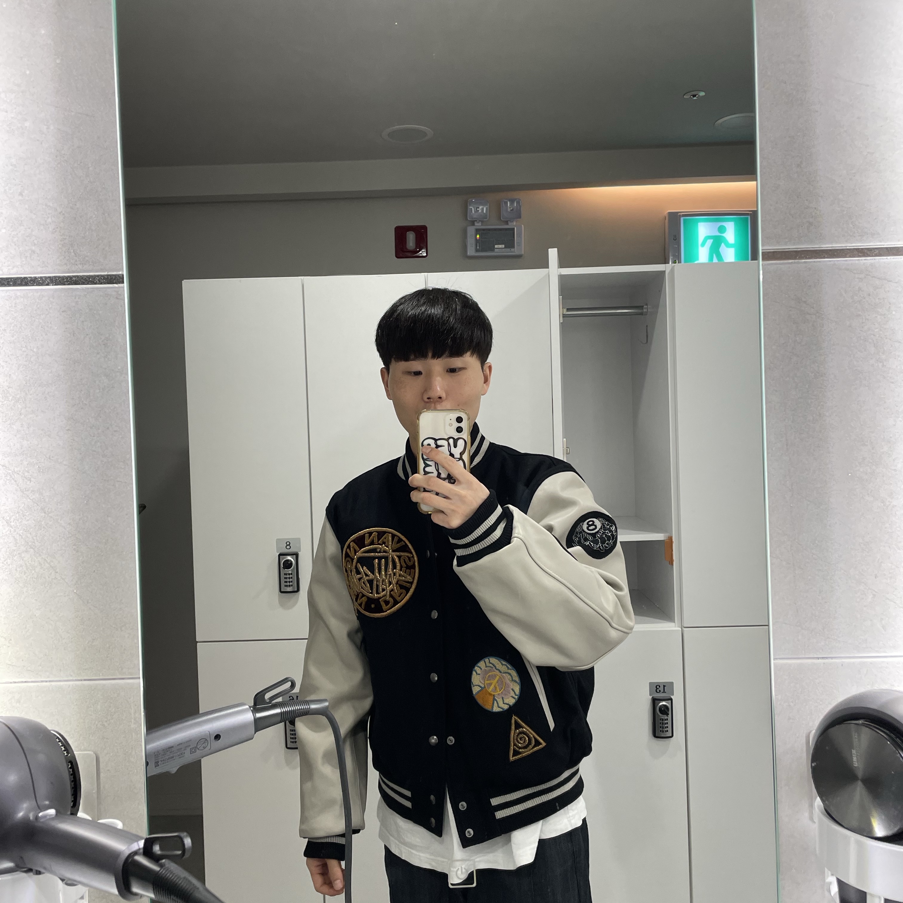 Stussy x Dries Van Noten Varsity Jacket Black 착용 스타일