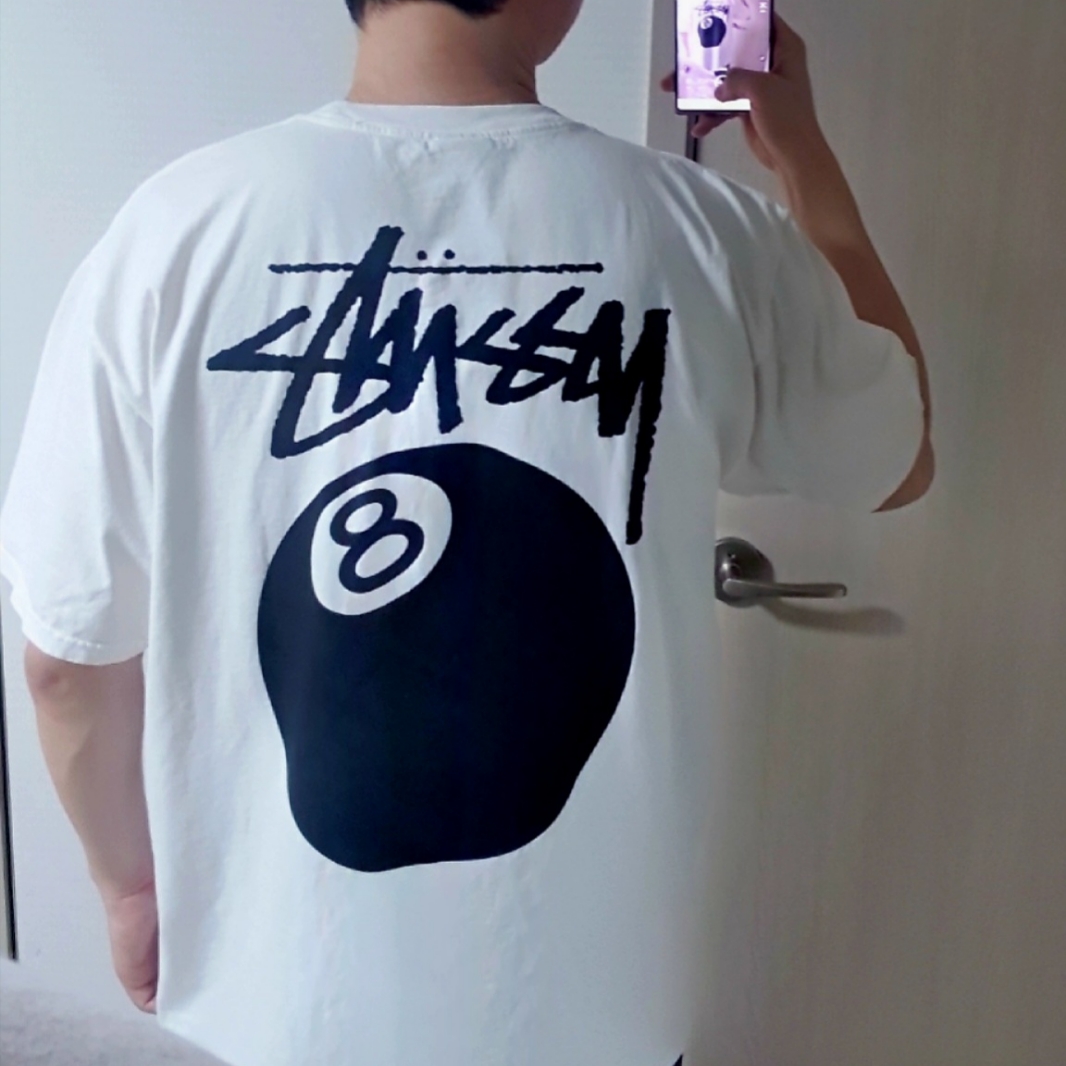 Stussy 8 Ball Pigment Dyed T-Shirt Natural 착용 스타일