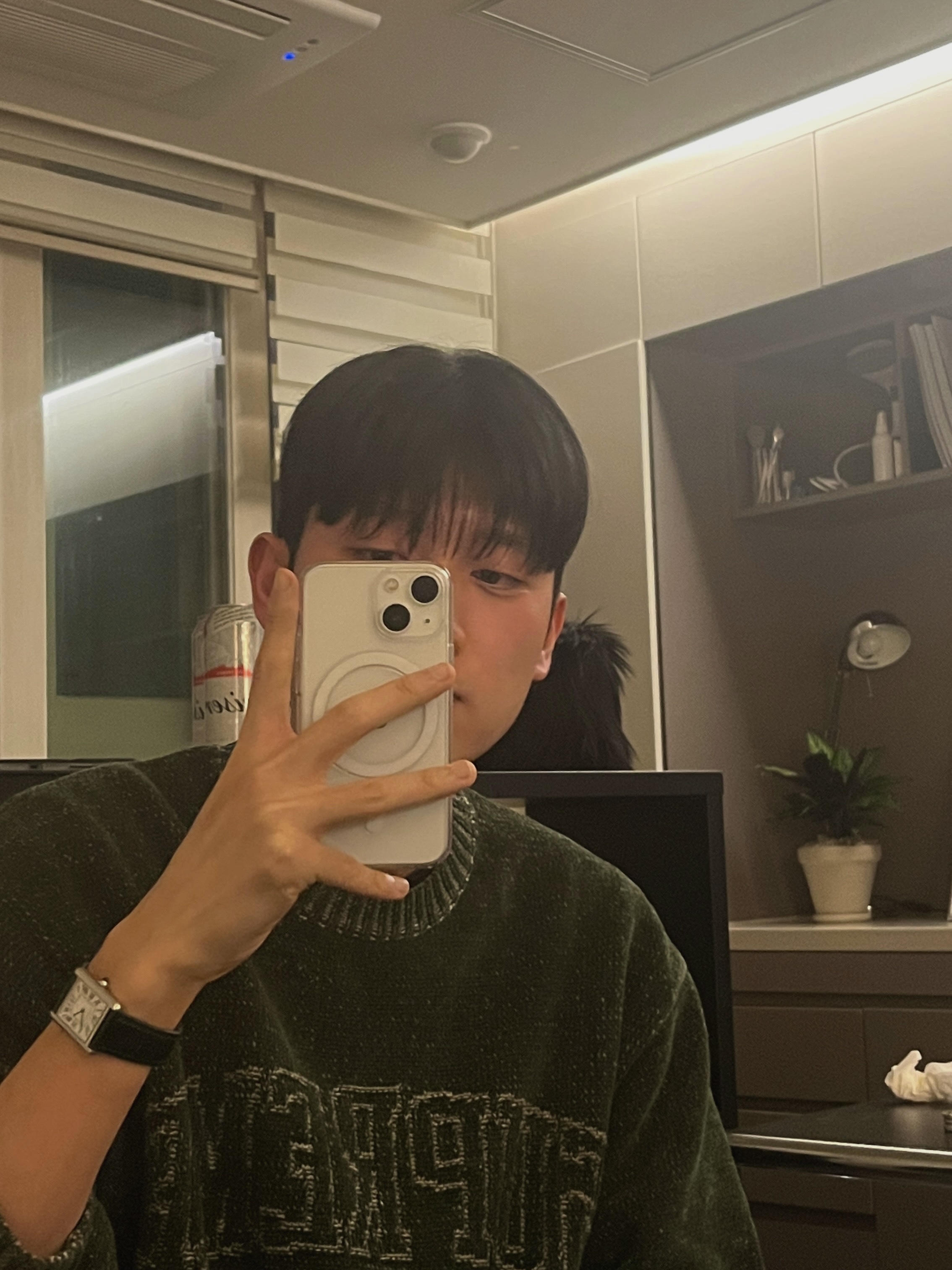 Supreme Contrast Arc Sweater Olive - 24SS, Cartier Tank Must Watch Large Quartz Steel Calfskin Black 착용 스타일 - 3