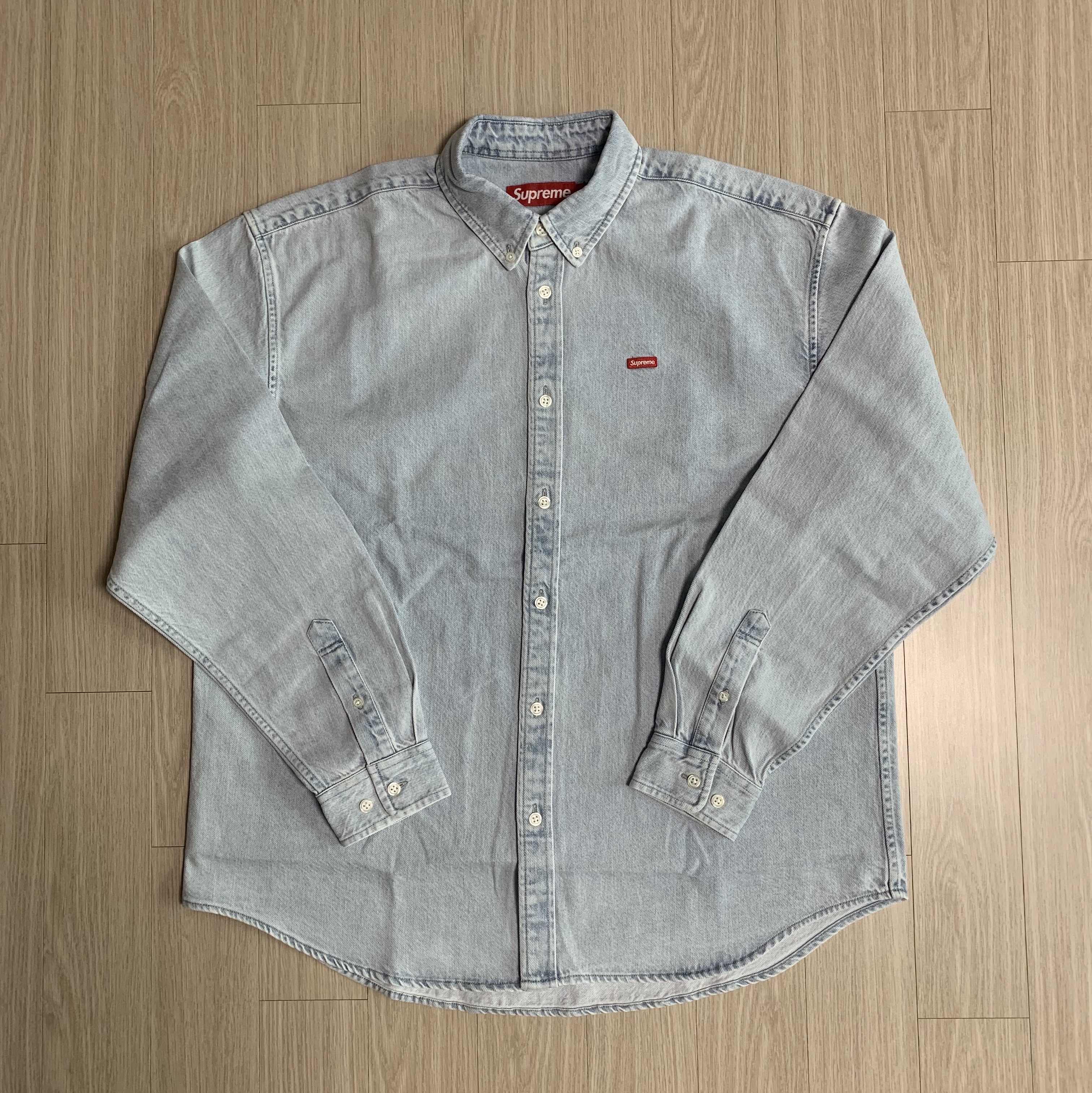 Supreme Small Box Shirt Washed Blue - 24SS 착용 스타일 - 1