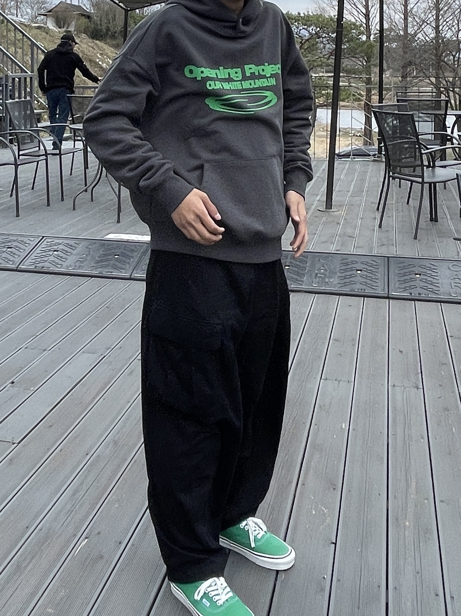 Vans Authentic 44 DX Anaheim Factory Emerald Green, Opening Project Identity Hoodie Charcoal 착용 스타일