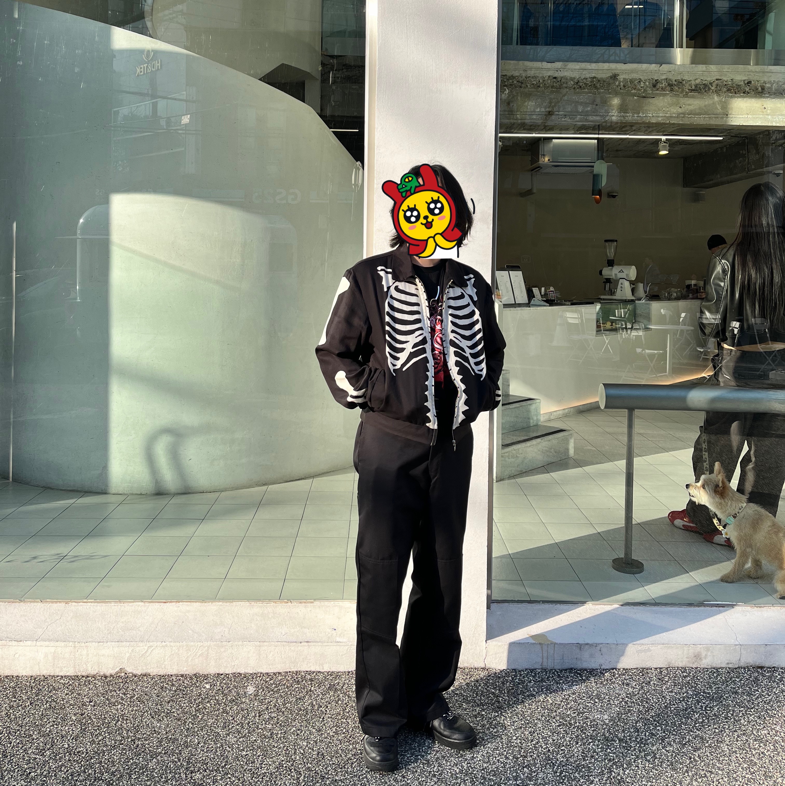 Kapital Rayon Twill Bone Drizzler Jacket Black, Nike x Supreme Air Force 1 Low Black 착용 스타일
