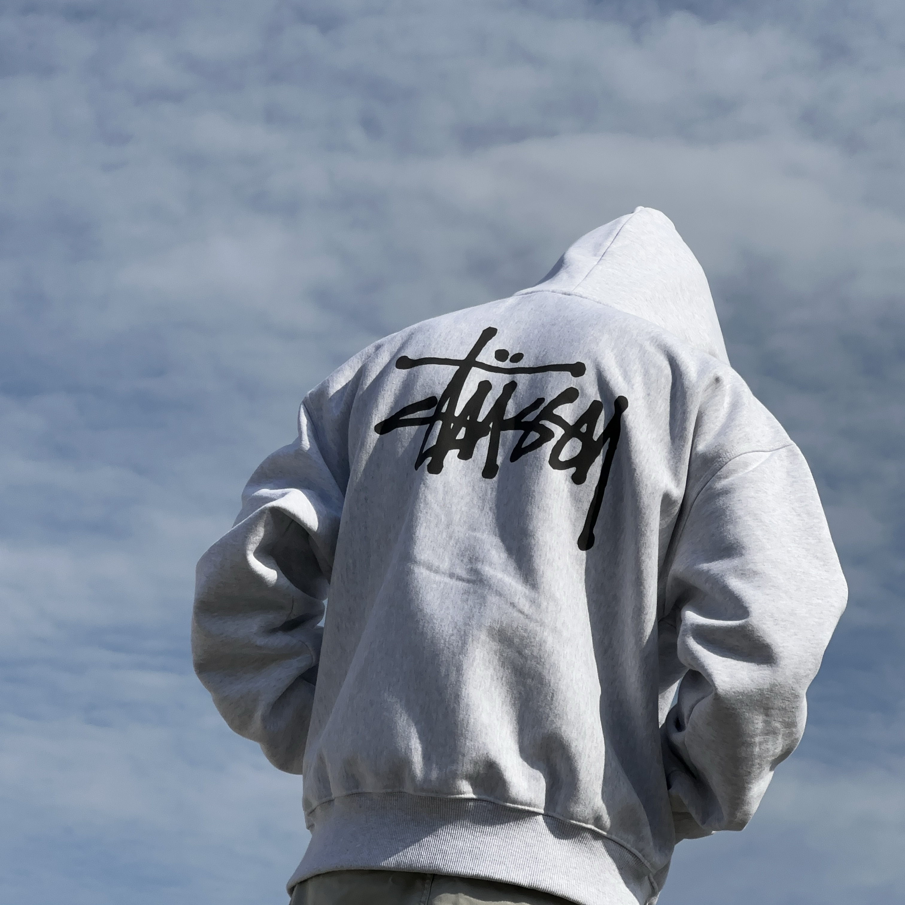 Stussy Basic Stussy Zip Hoodie Ash Heather 2023 착용 스타일 - 1