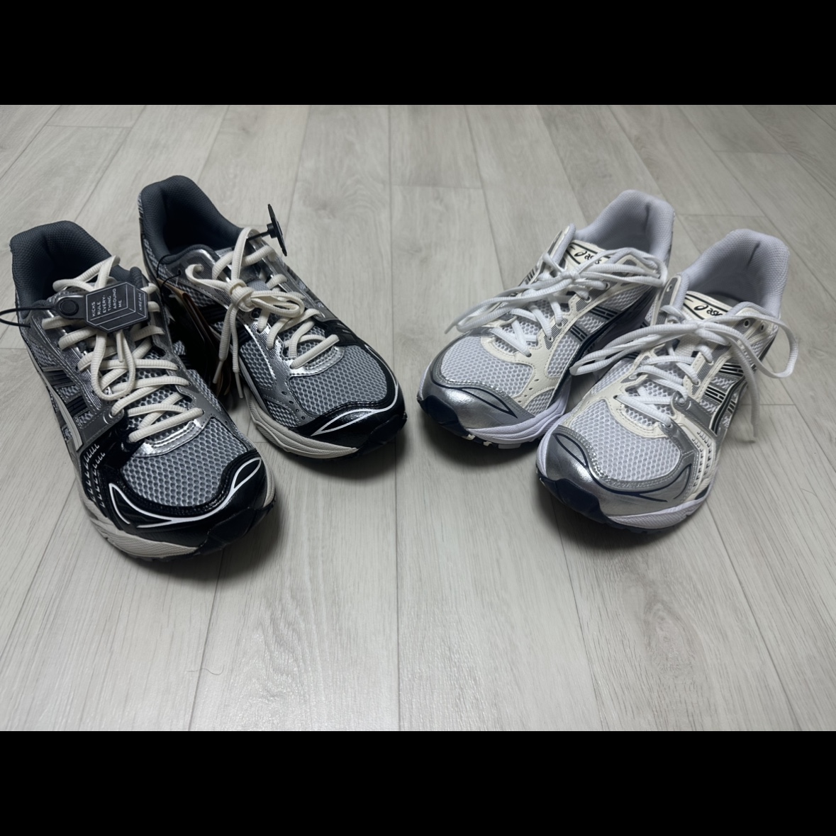 Asics Gel-Kayano 14 Black Glacier Grey, (W) Asics Gel-Kayano 14 White Midnight 착용 스타일 - 3