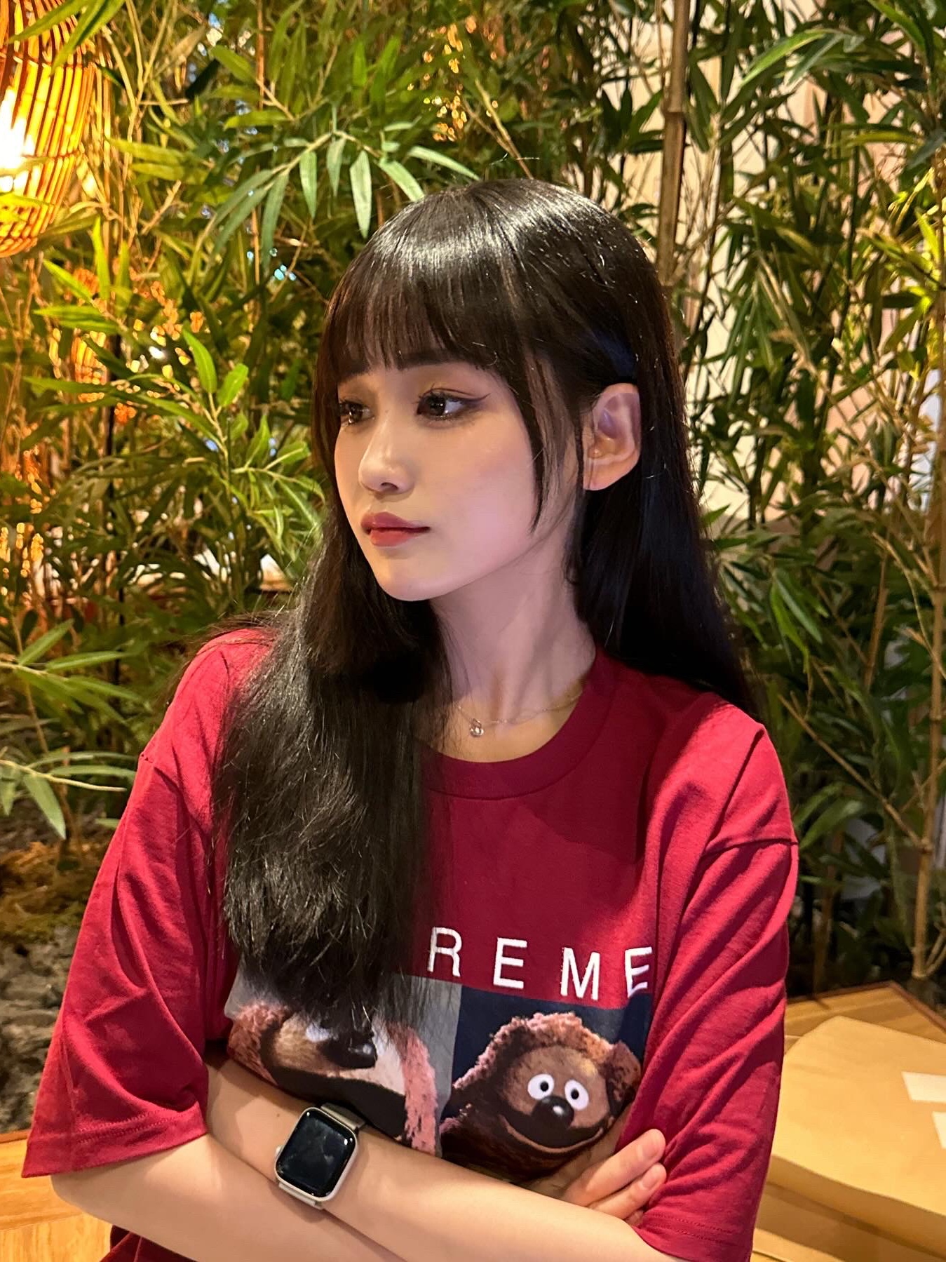 Supreme Rowlf T-Shirt Cardinal - 24SS 착용 스타일 - 2