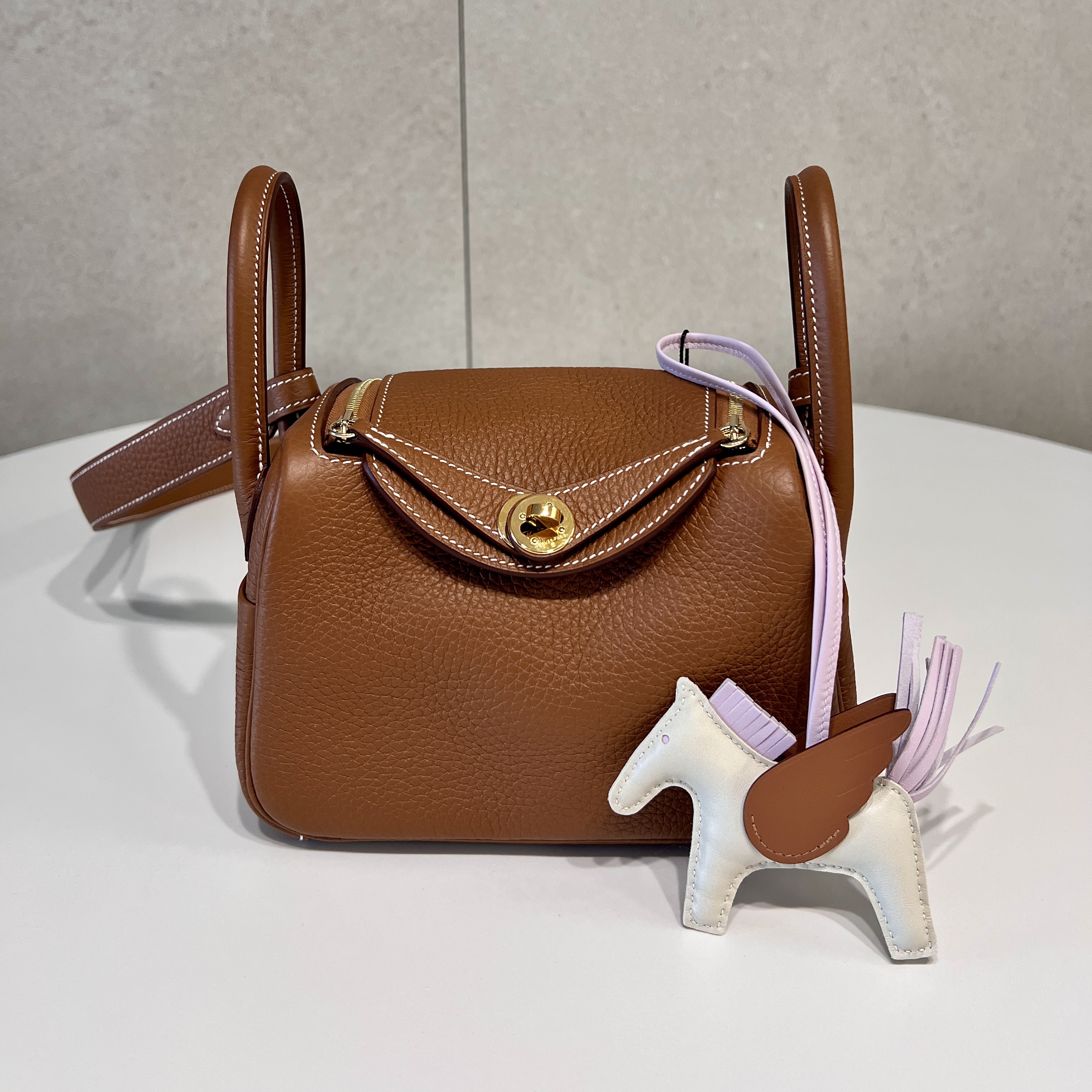 Hermes Rodeo Pegase PM Charm Milo Swift & Craie Gold Mauve Sylvestre 착용 스타일 - 2
