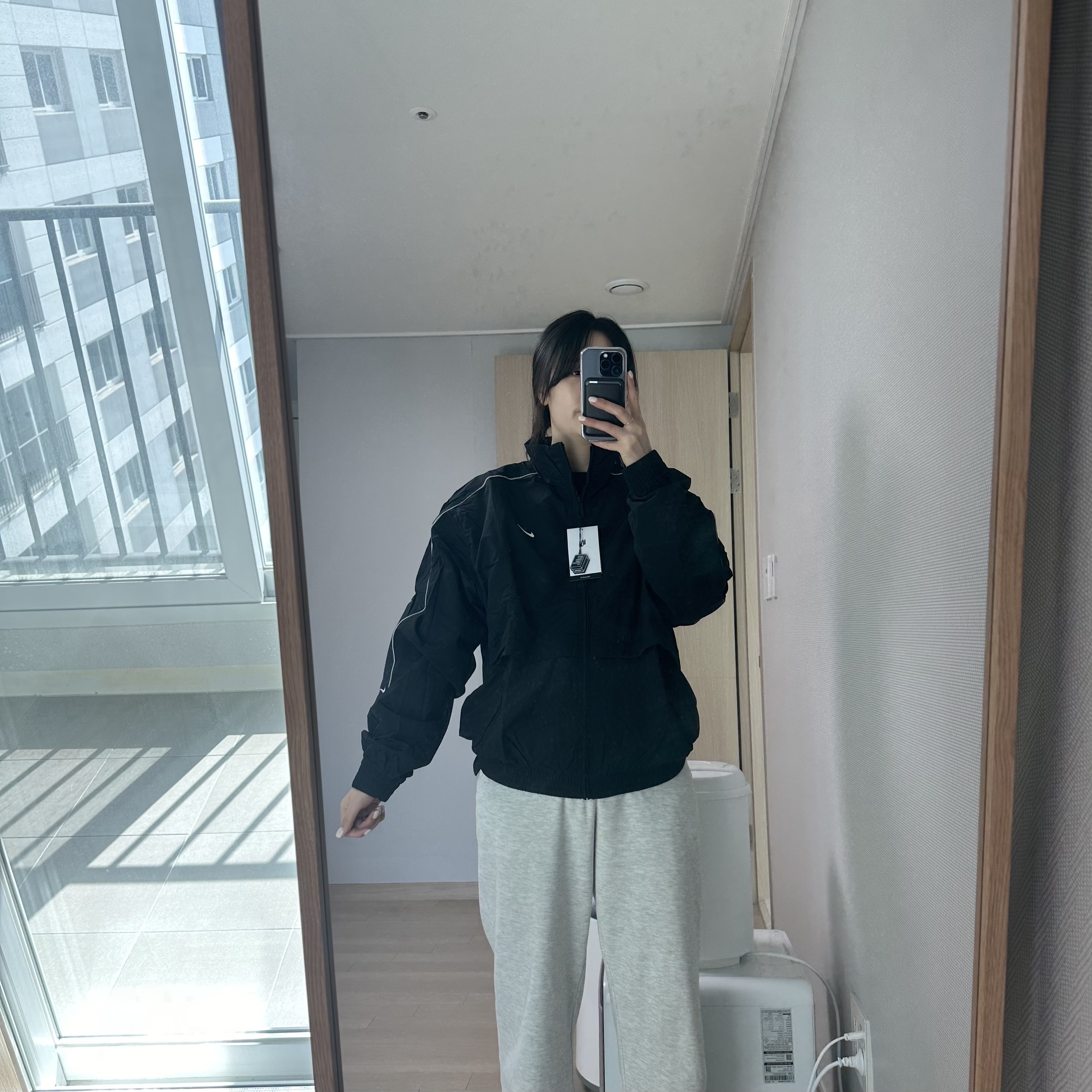 Nike NSW Solo Swoosh Woven Track Jacket Black - Asia 착용 스타일