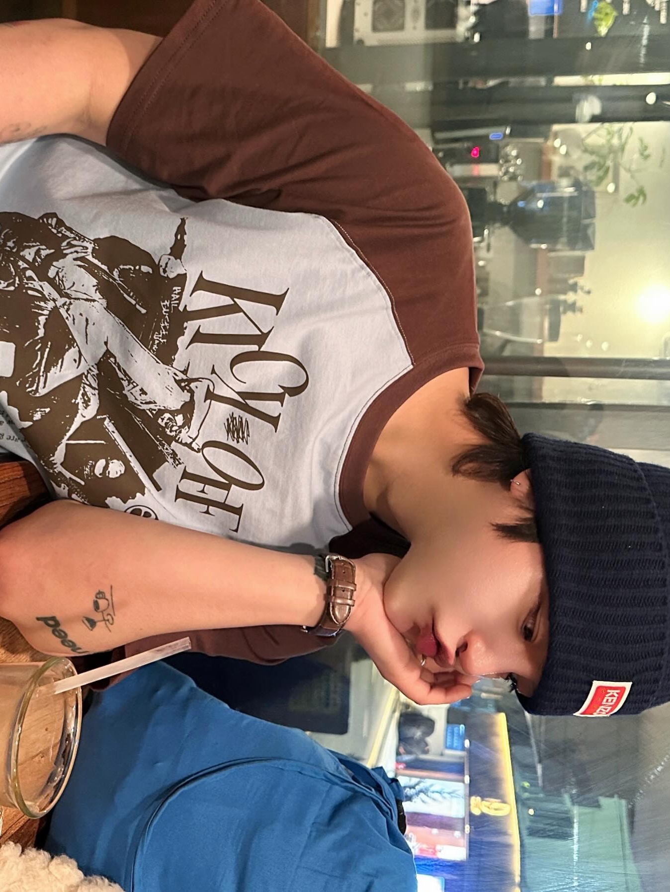 Kenzo Paris Wool Cap Midnight Blue, Adidas Superstar Premium Black White 착용 스타일 - 3