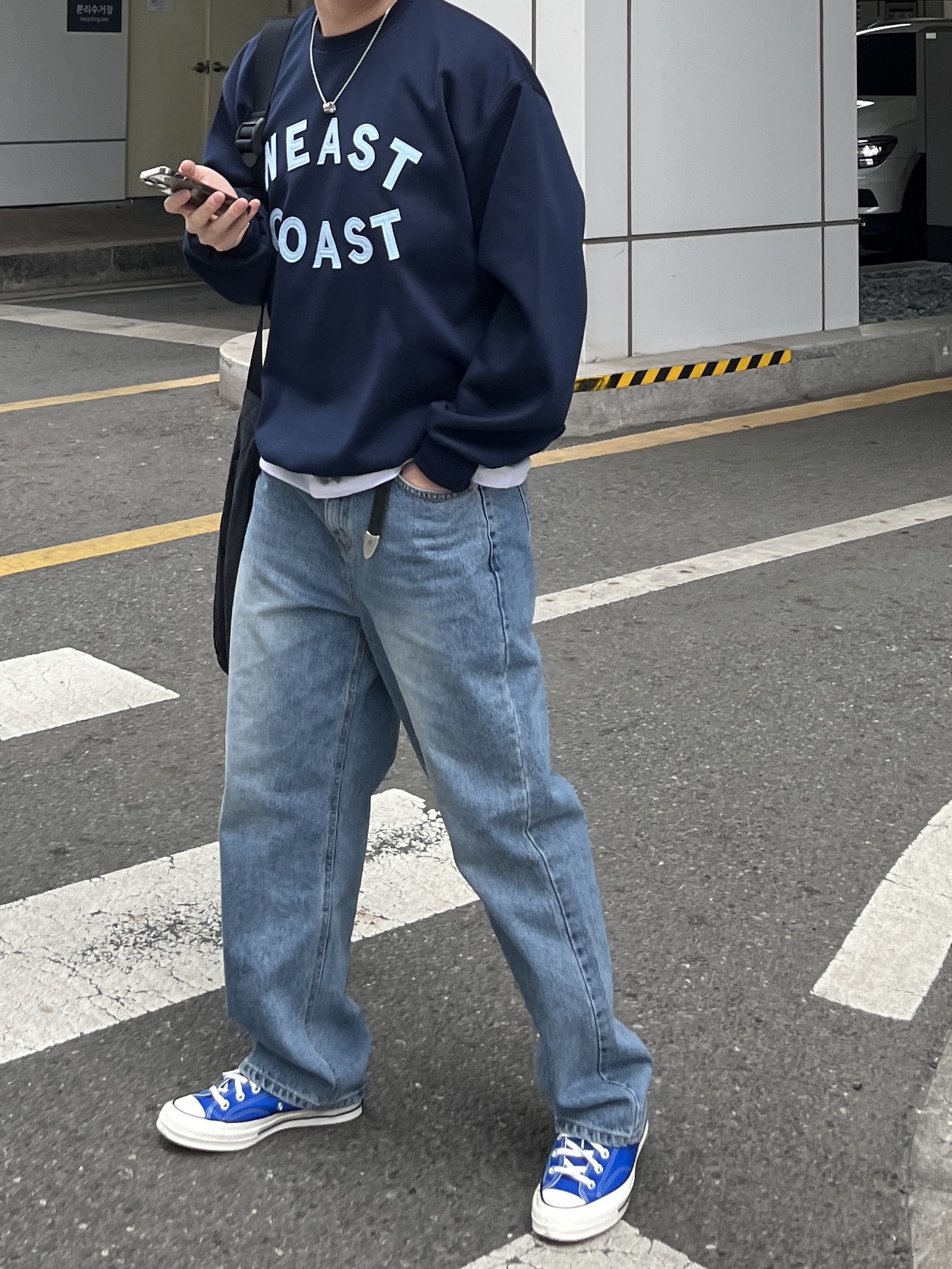 Converse Chuck 70 Ox Vintage Canvas Rush Blue, Our Legacy Belt 2cm Leather Black 착용 스타일 - 5