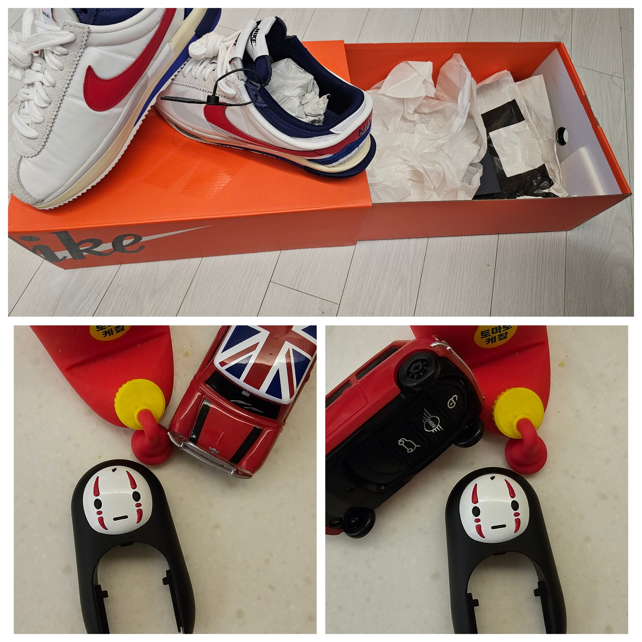 Nike x Sacai Zoom Cortez SP White and University Red 착용 스타일