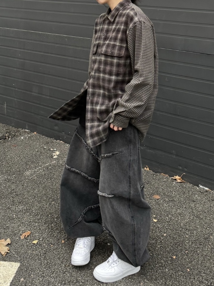 Supreme Houndstooth Plaid Flannel Shirt Black - 23FW, Nike x Supreme Air Force 1 Low White 착용 스타일 - 3