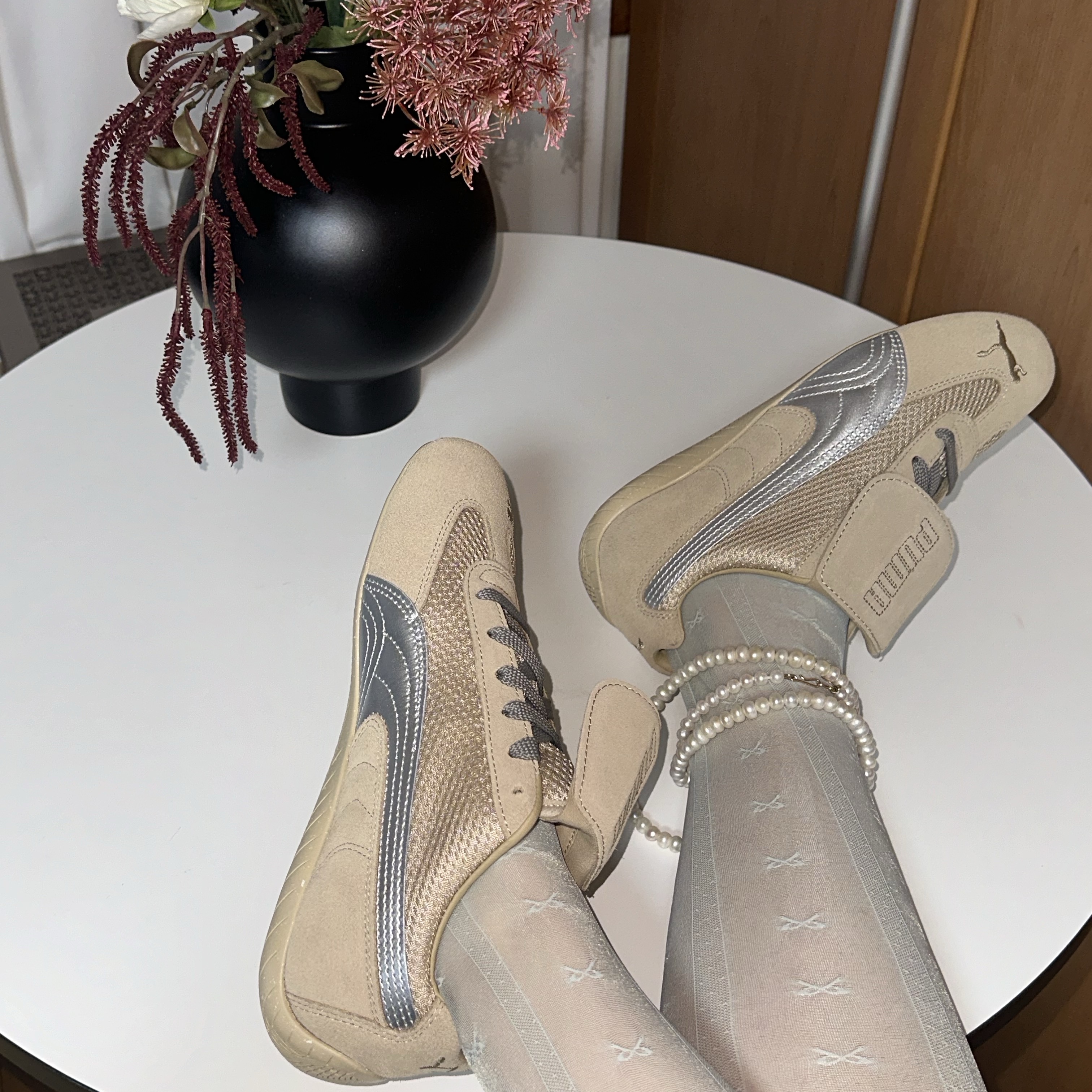 Puma x Open Yy Speedcat Prairie Tan Matte Silver 착용 스타일 - 2