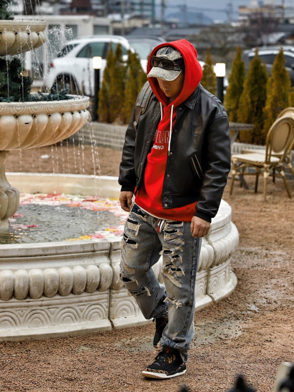 Diesel C-Seymon Treated Denim Baseball Cap Blue White, Jordan 3 Retro SE Animal Instinct 착용 스타일 - 1