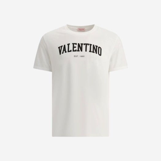 발렌티노 프린트 코튼 티셔츠 화이트 블랙
