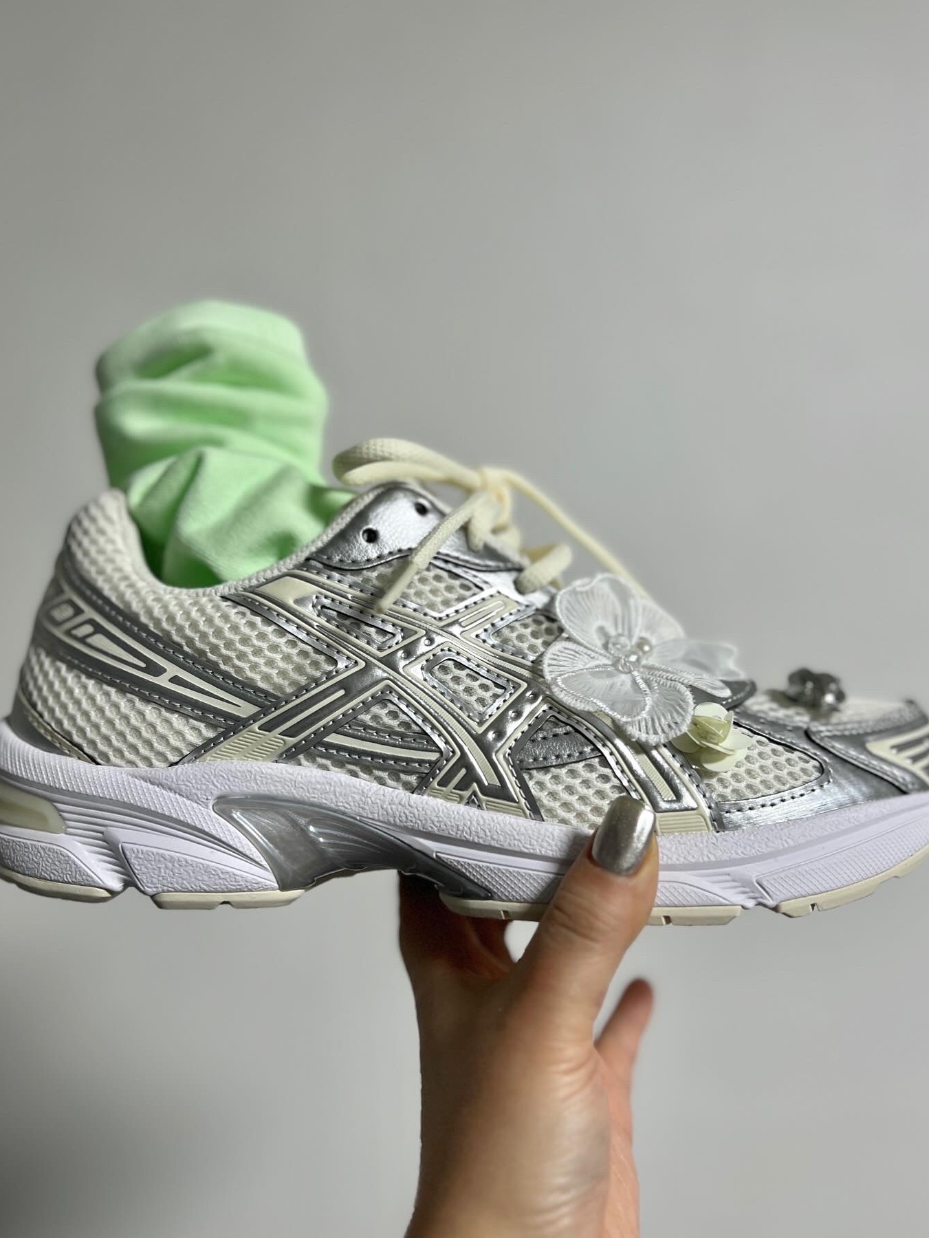 (W) Asics Gel-1130 Cream Pure Silver 착용 스타일