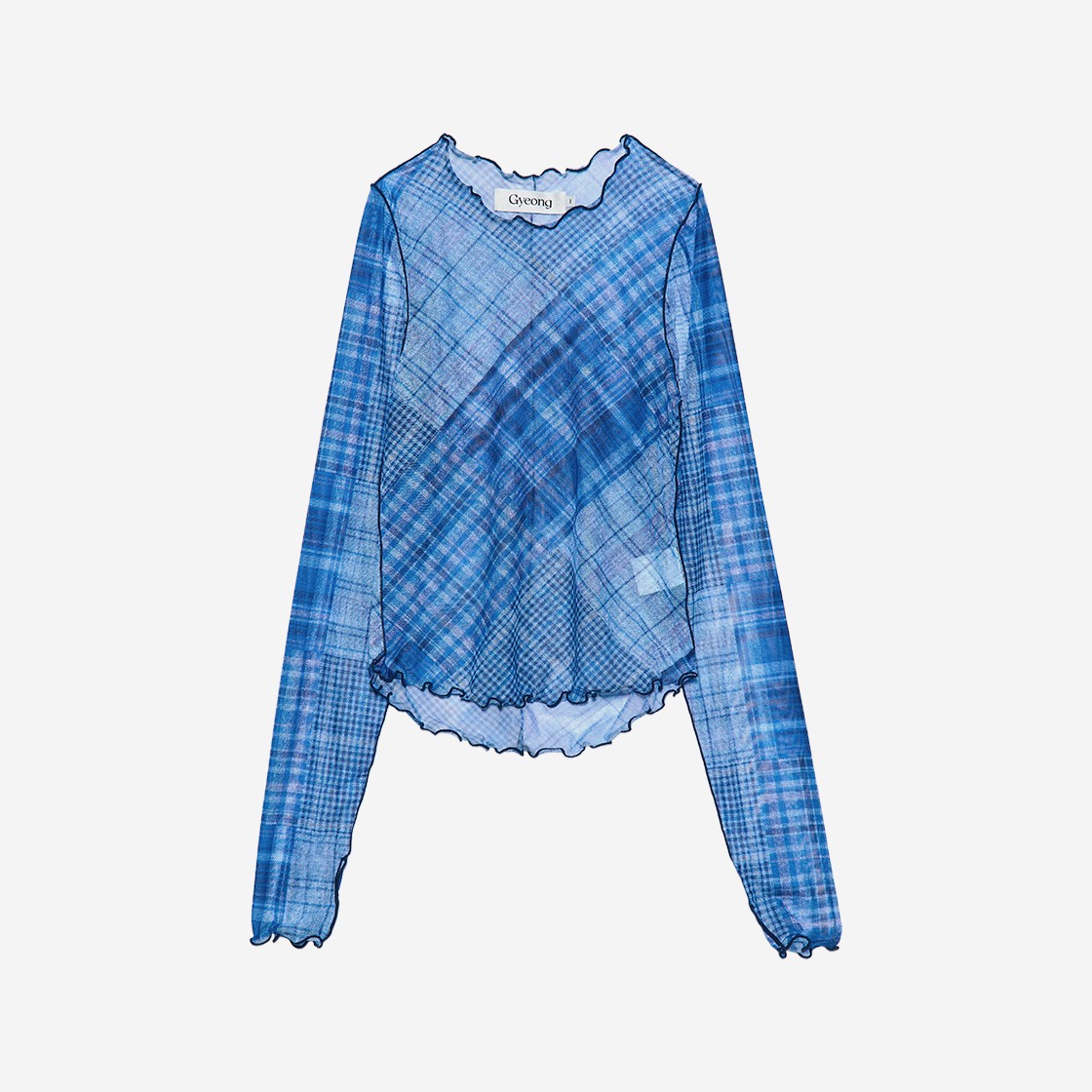 Gyeong Check Mesh Top Blue Check 상세 이미지 1