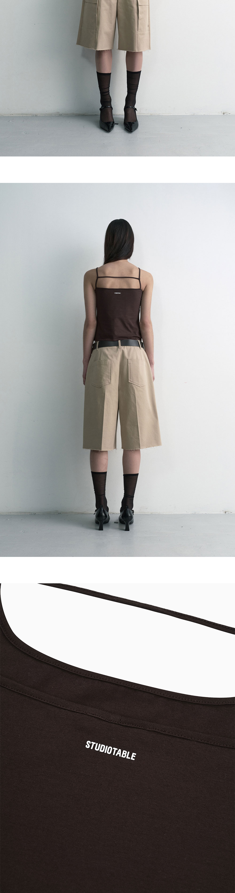 STUDIOTABLE Vary Strap Sleeveless Top Brown 상세 이미지 3