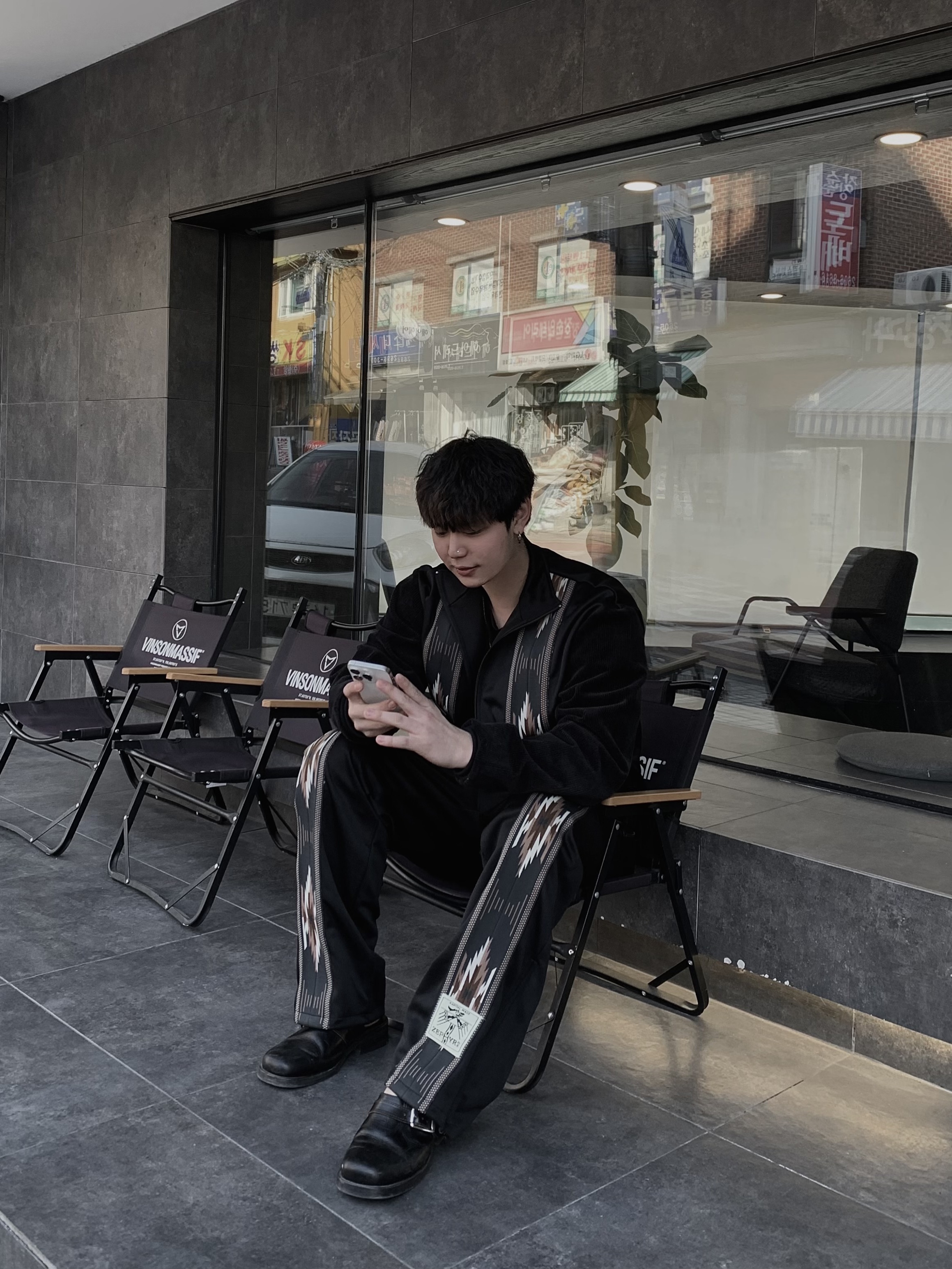 Kapital Smooth Jersey Kochi & Zephyr Track Pants Black, Our Legacy Camion Mule Black Leather 착용 스타일