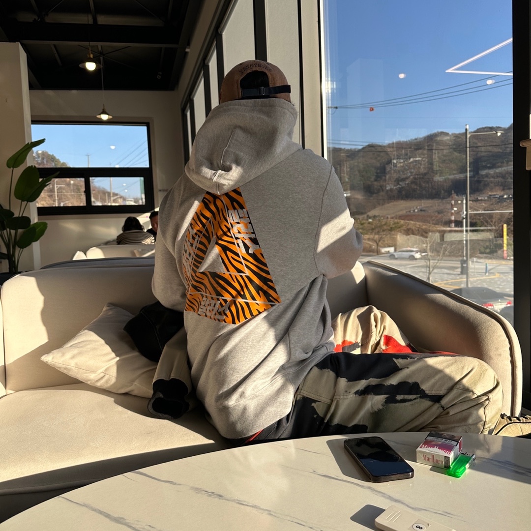 Palace Korea Hoodie Grey - 24SS 착용 스타일