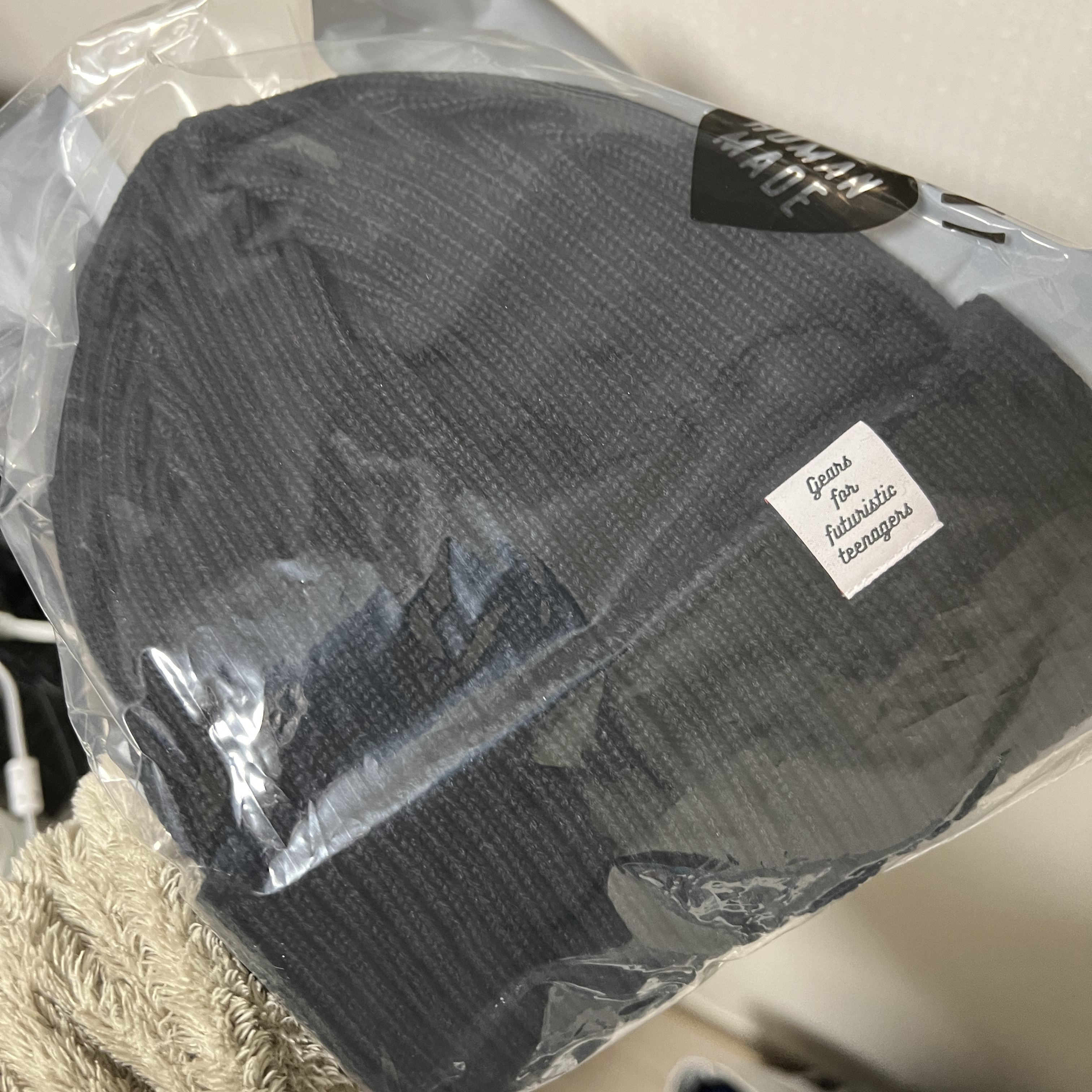 Human Made Cotton Rib Beanie Black 착용 스타일