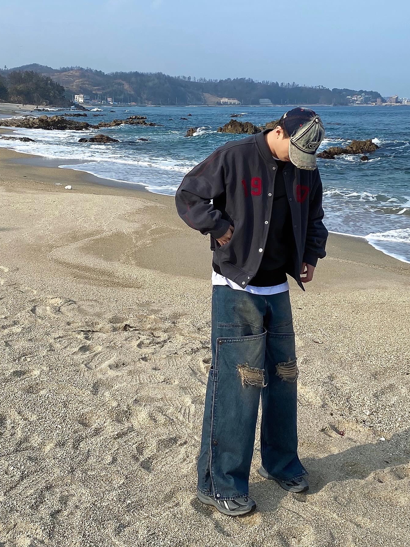 Diesel C-Seymon Treated Denim Baseball Cap Blue White, Asics Jog 100 S Steel Grey - 2E Wide 착용 스타일 - 2