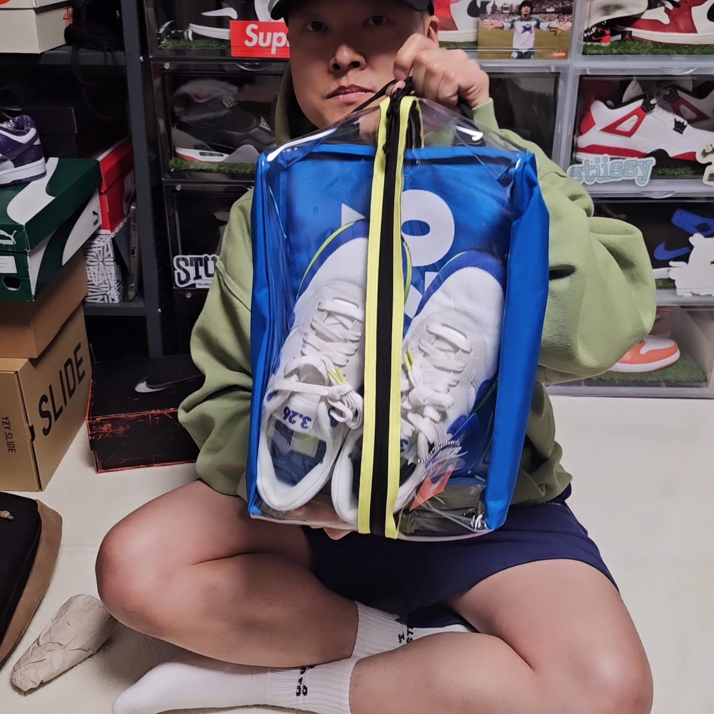 Nike Air Max 1 '86 OG Royal Volt, Stussy SS Link Hoodie Moss 착용 스타일 - 1