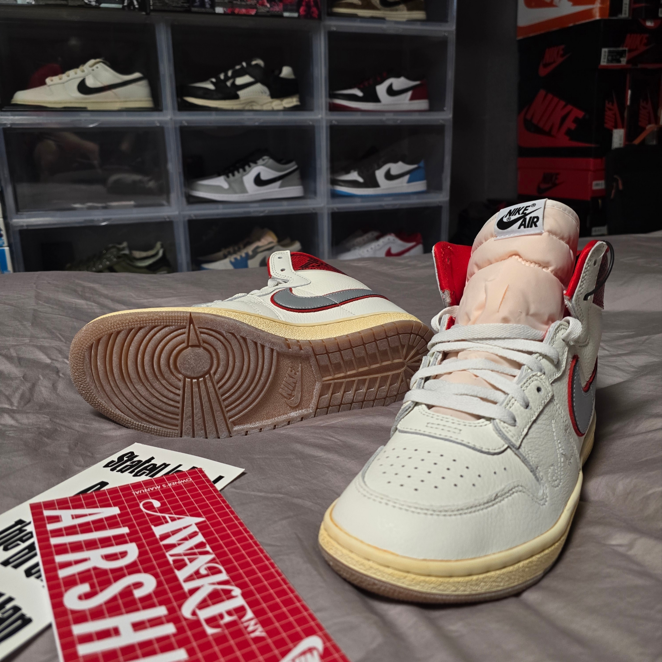 Jordan x Awake NY Air Ship PE SP Sail University Red 착용 스타일 - 4