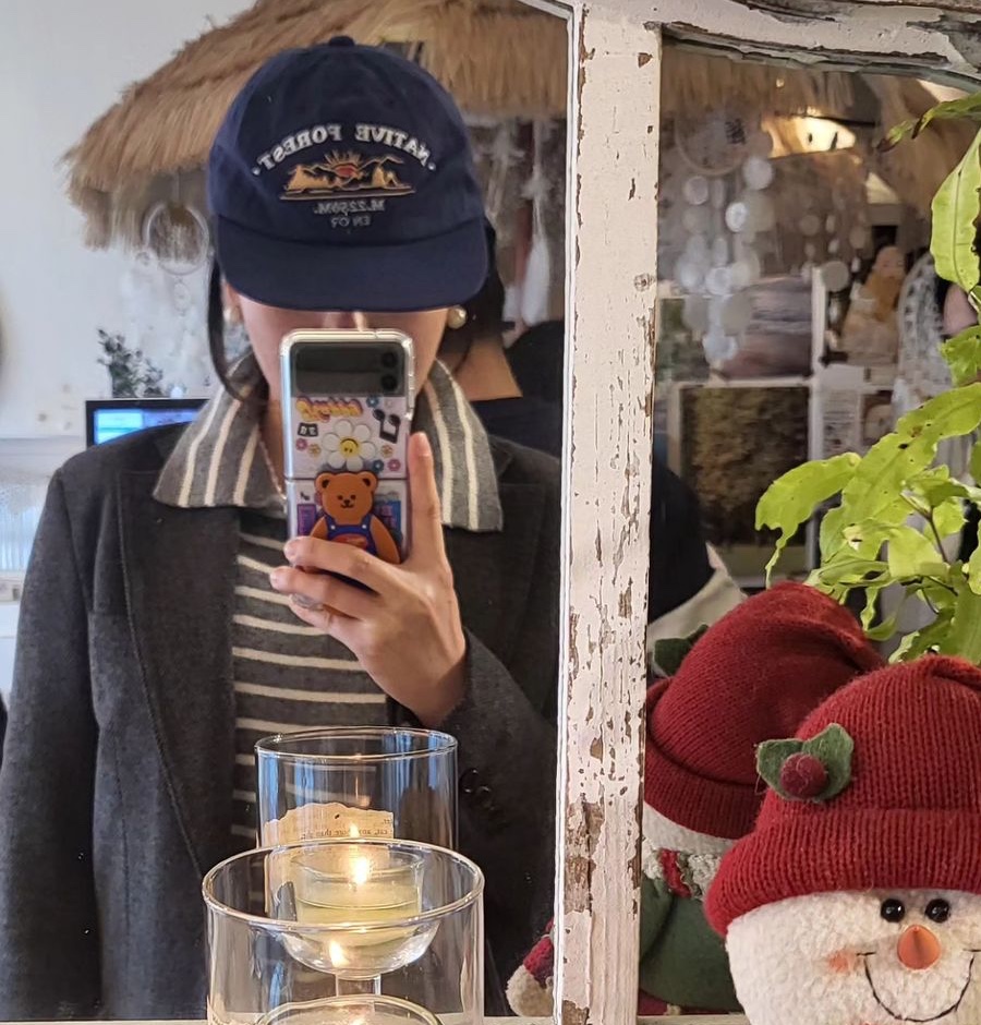 Enor Native Forest Ball Cap Blue 착용 스타일 - 2