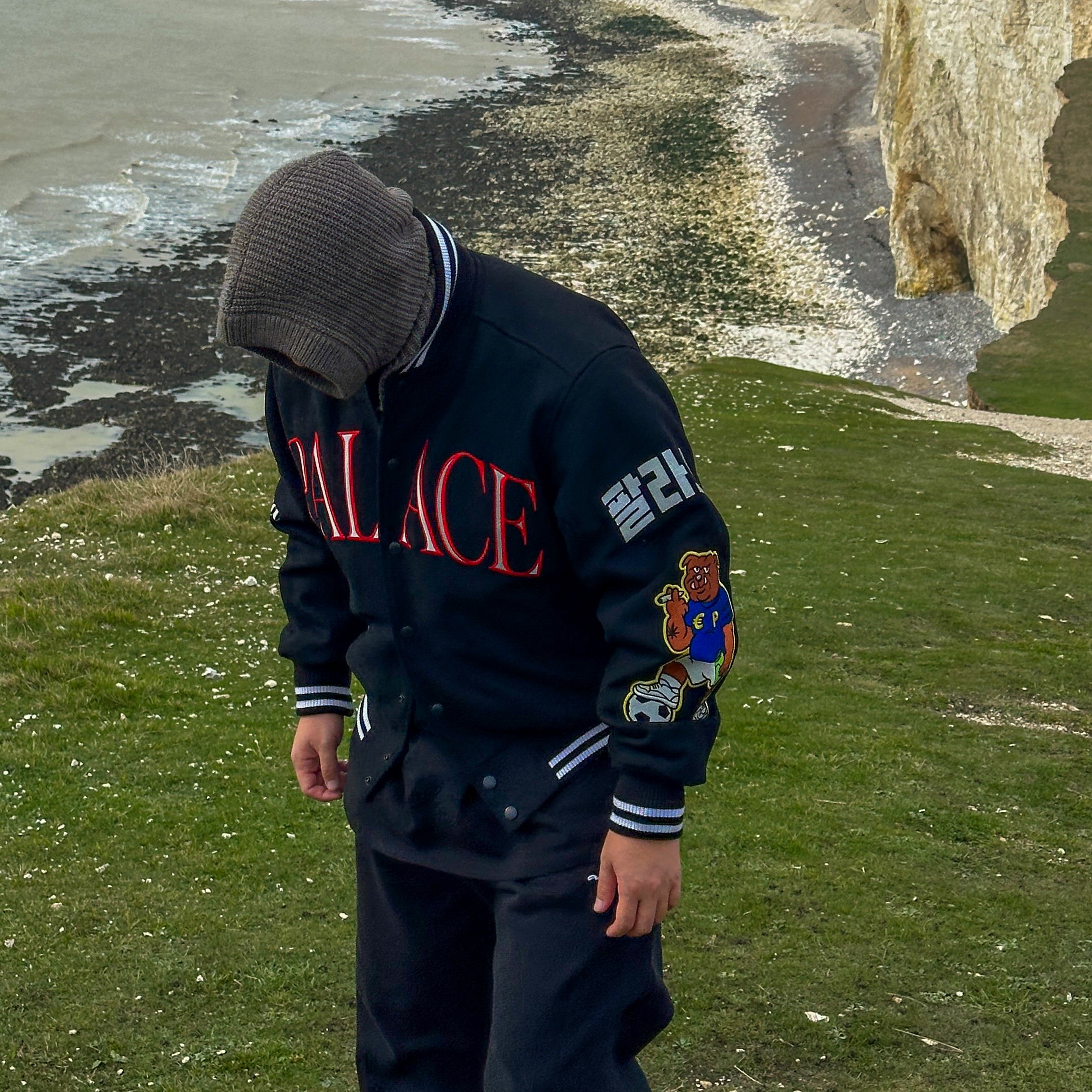 Palace Korea Varsity Jacket Black - 24SS 착용 스타일 - 2