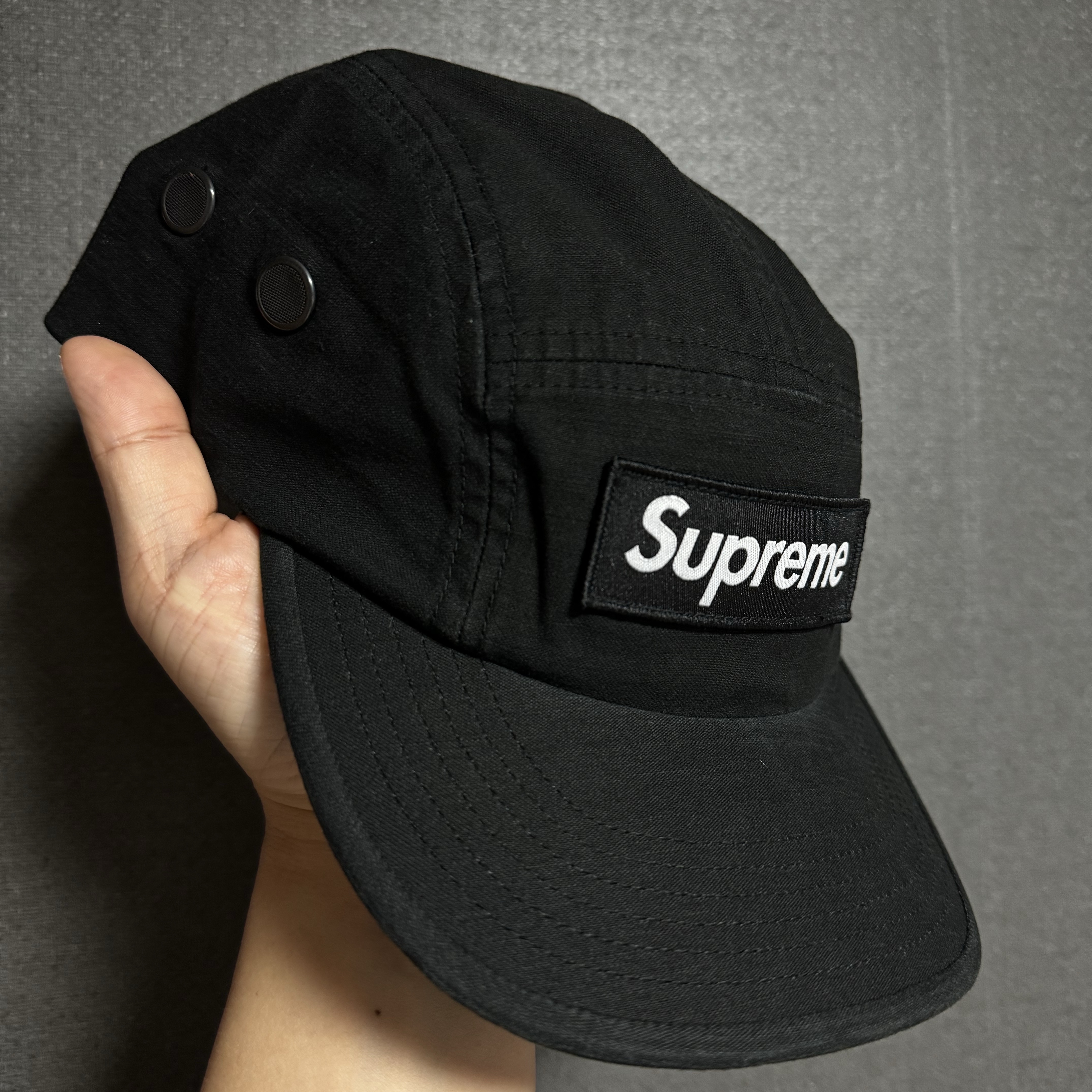 Supreme Military Camp Cap Black - 24SS 착용 스타일