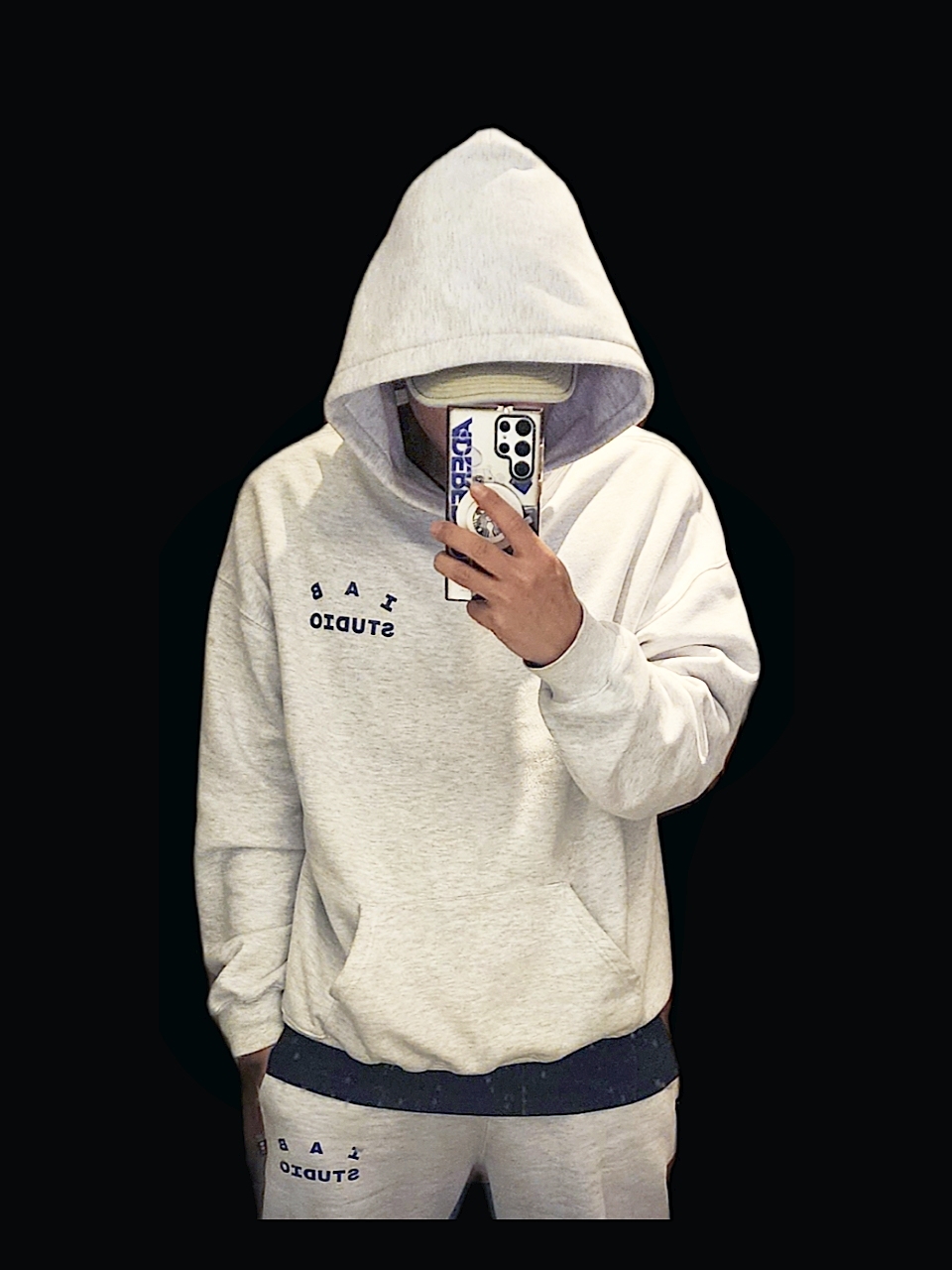 IAB Studio Sweatpants Light Gray, IAB Studio Hoodie Light Gray 착용 스타일 - 2