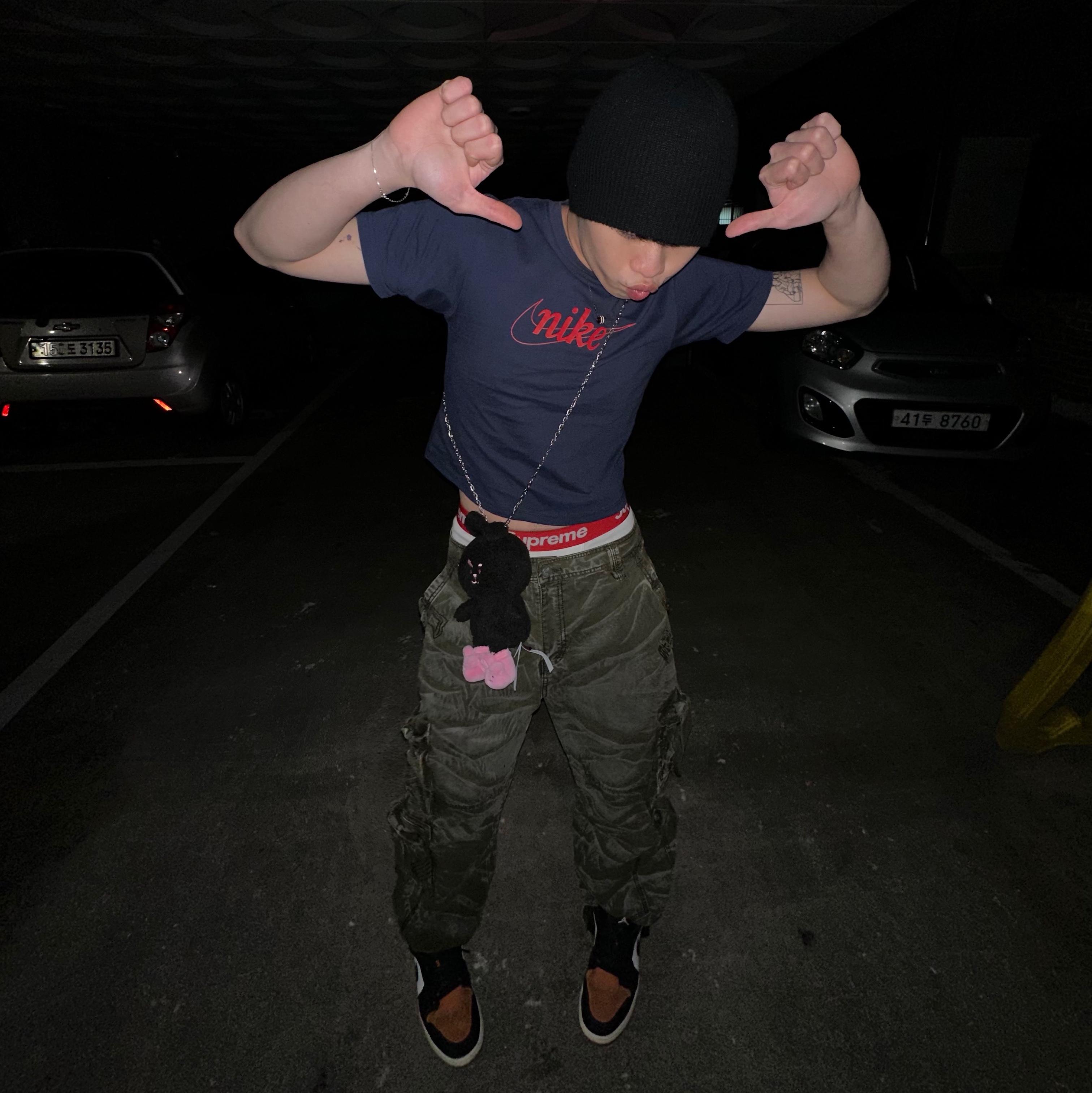 Supreme Hanes Boxer Briefs White (4 Pack), Jordan 1 Low Shattered Backboard 착용 스타일 - 3