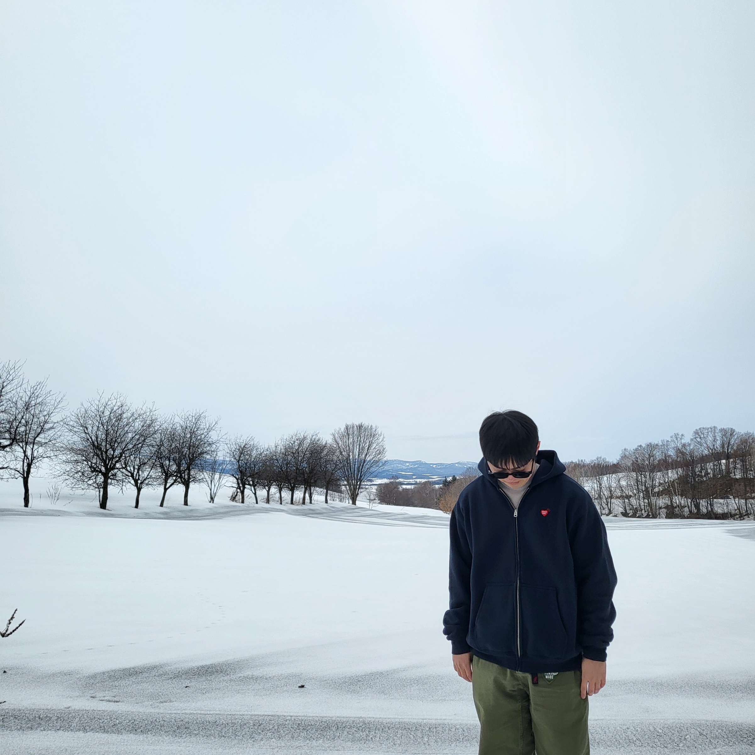 Human Made Zip-Up Hoodie Navy 착용 스타일