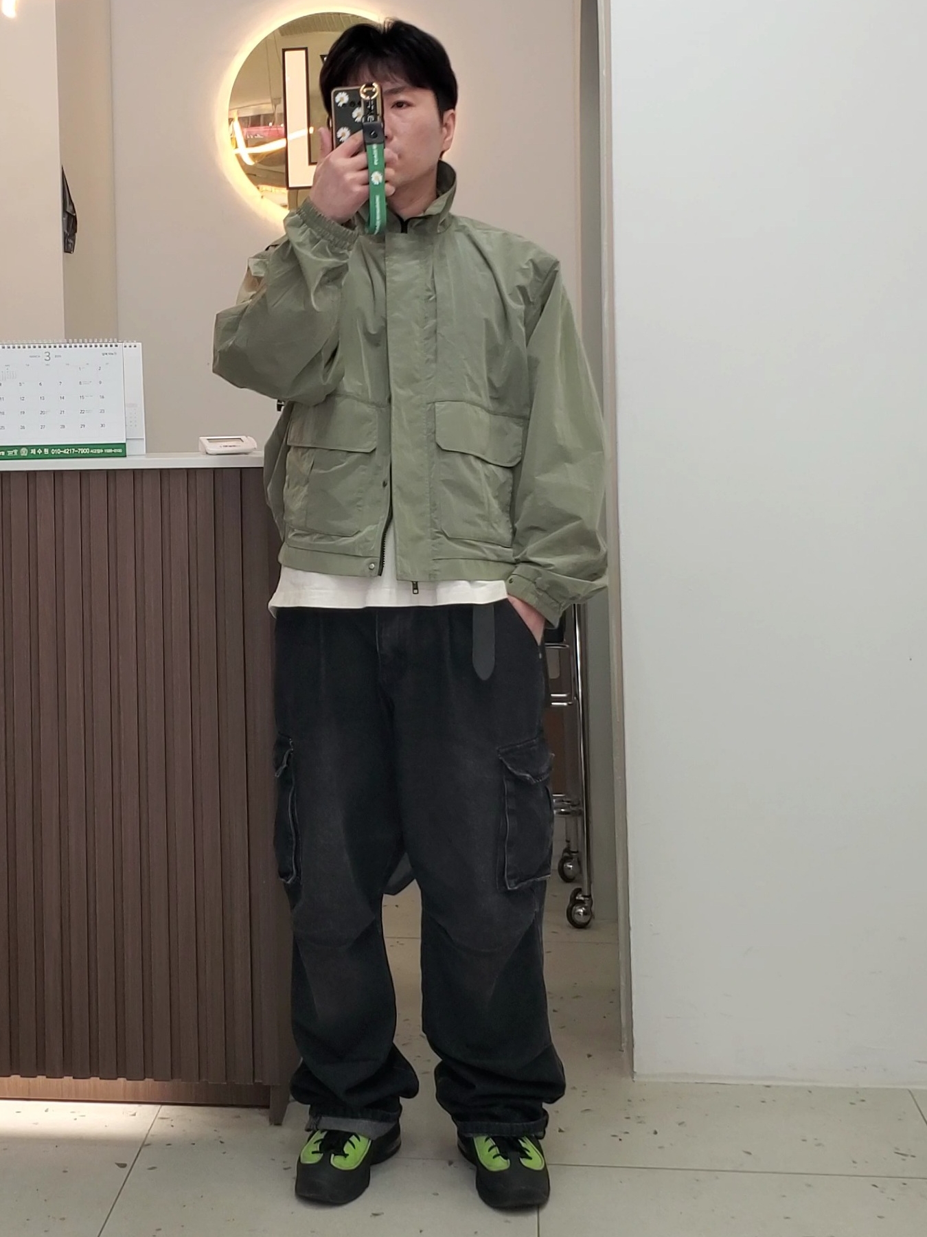 Nike x Stussy Air Penny II Vivid Green and Black 착용 스타일