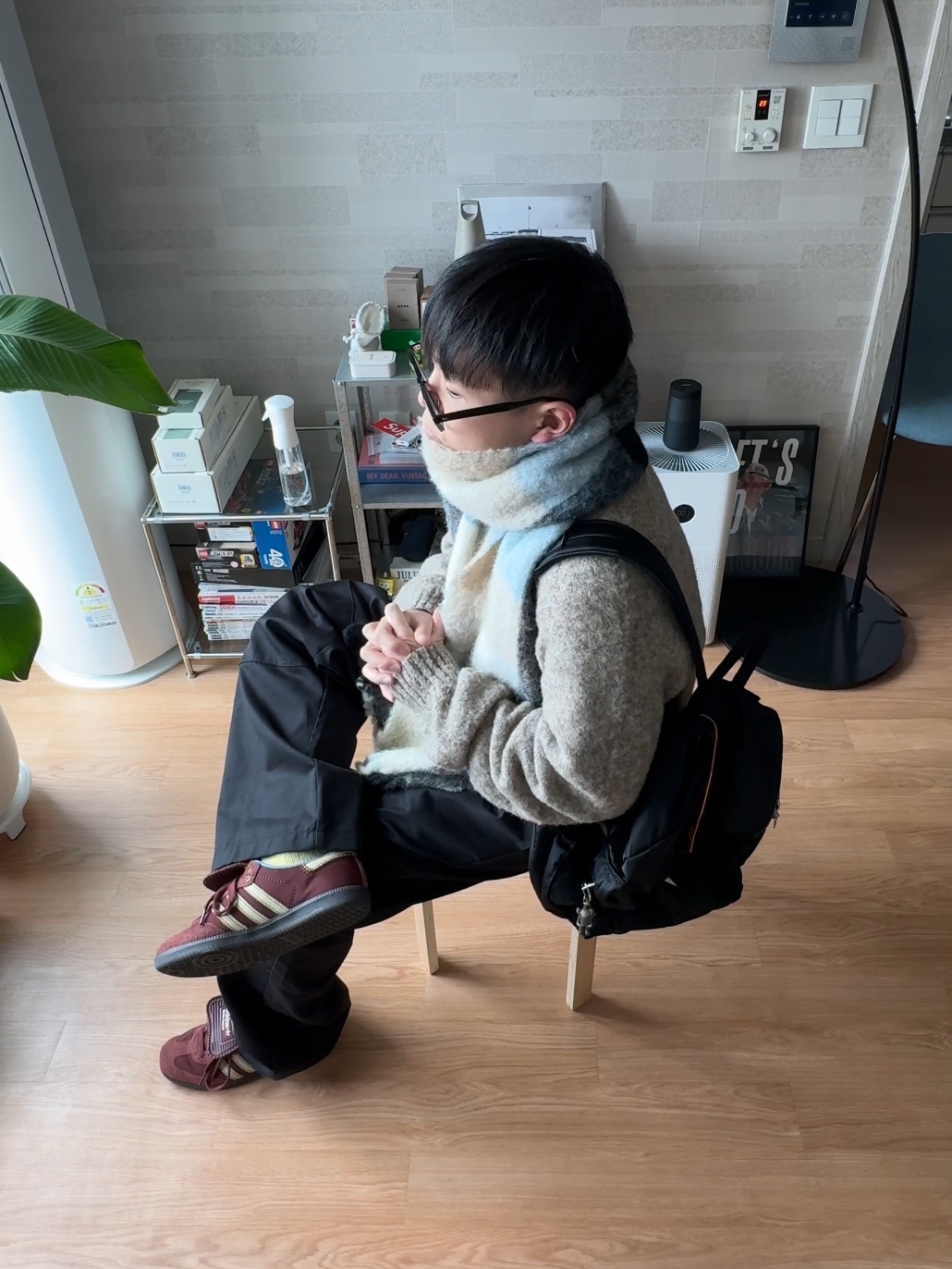 Adidas x Wales Bonner Nylon Samba Fox Brown Sandy Beige, Porter Tanker Backpack Black 착용 스타일