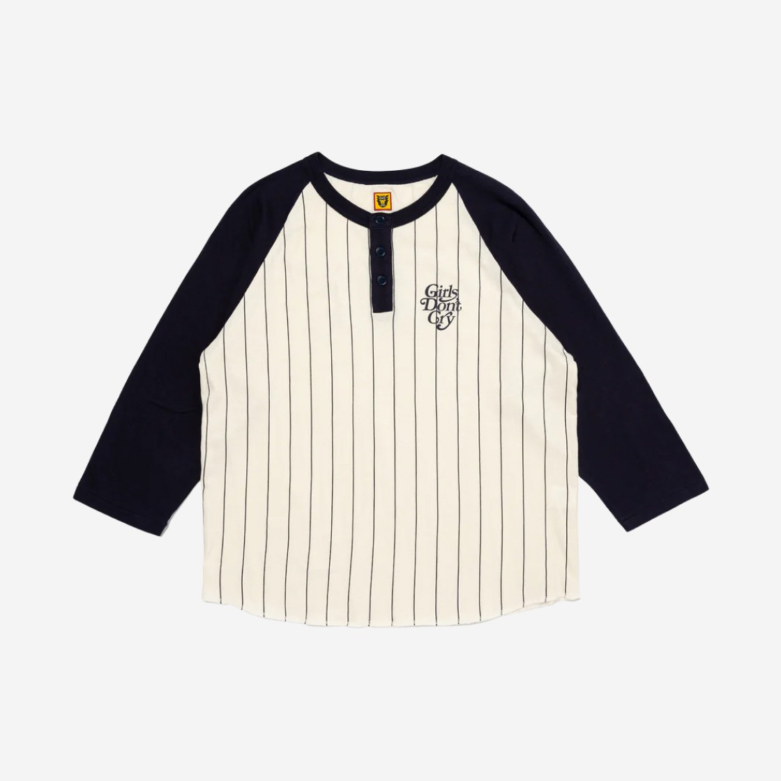 Human Made x Verdy Girls Don't Cry Baseball 3/4 T-Shirt Navy 상세 이미지 1