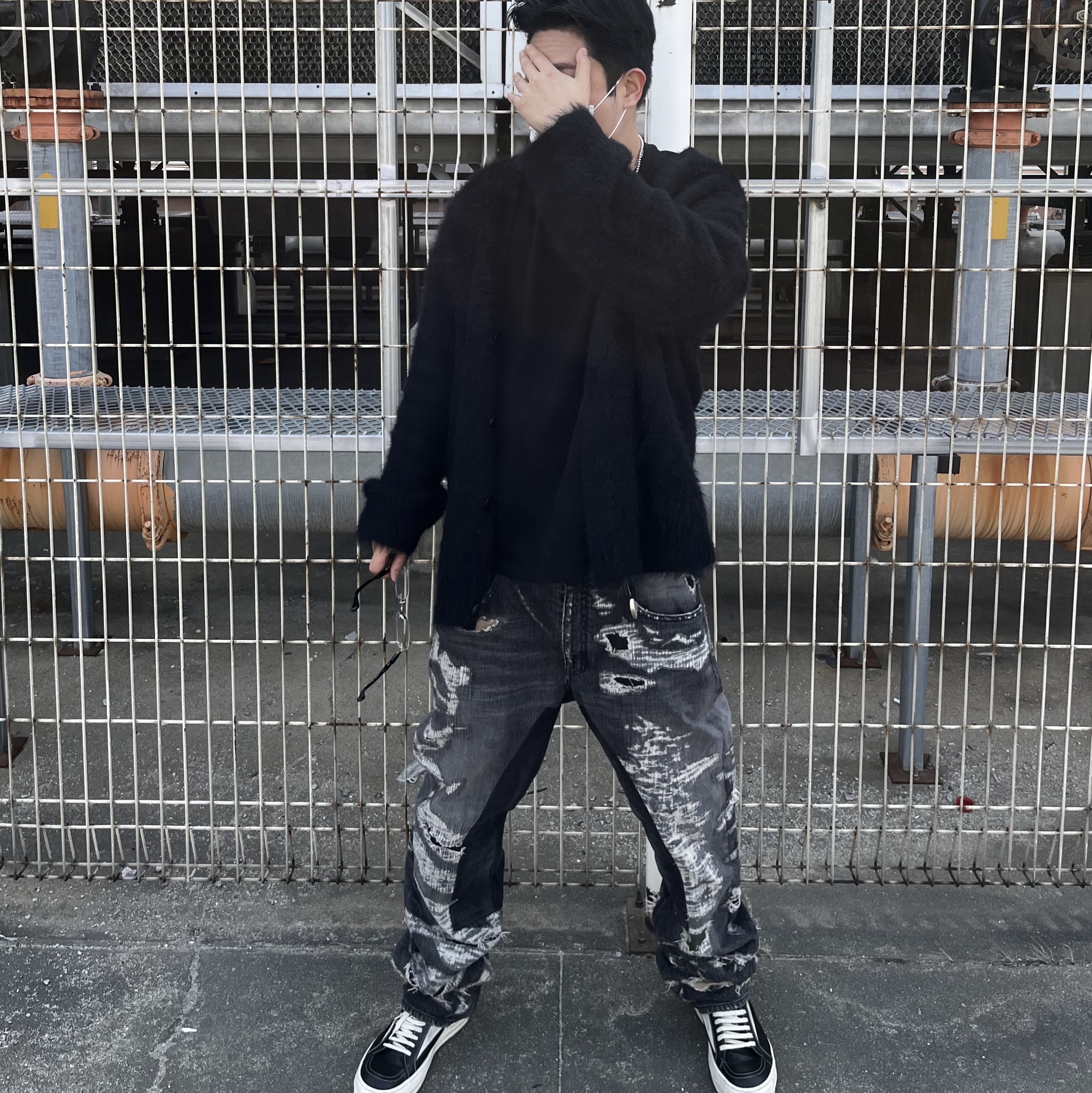 Rick Owens Luxor Vintage Sneakers Black Milk, Rick Owens Luxor Vintage Sneakers Black Milk 착용 스타일 - 2