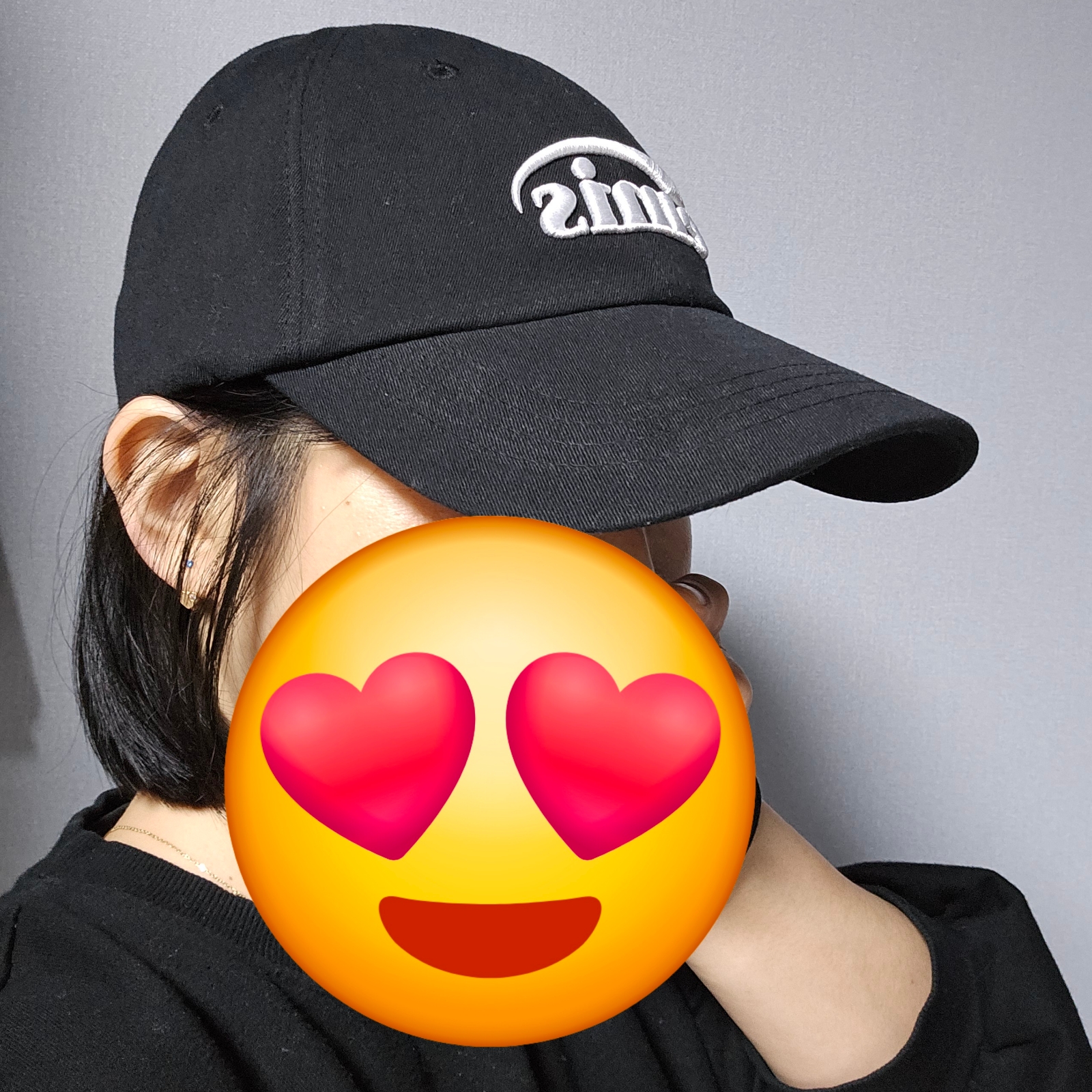 Emis New Logo Emis Cap Black 착용 스타일 - 1