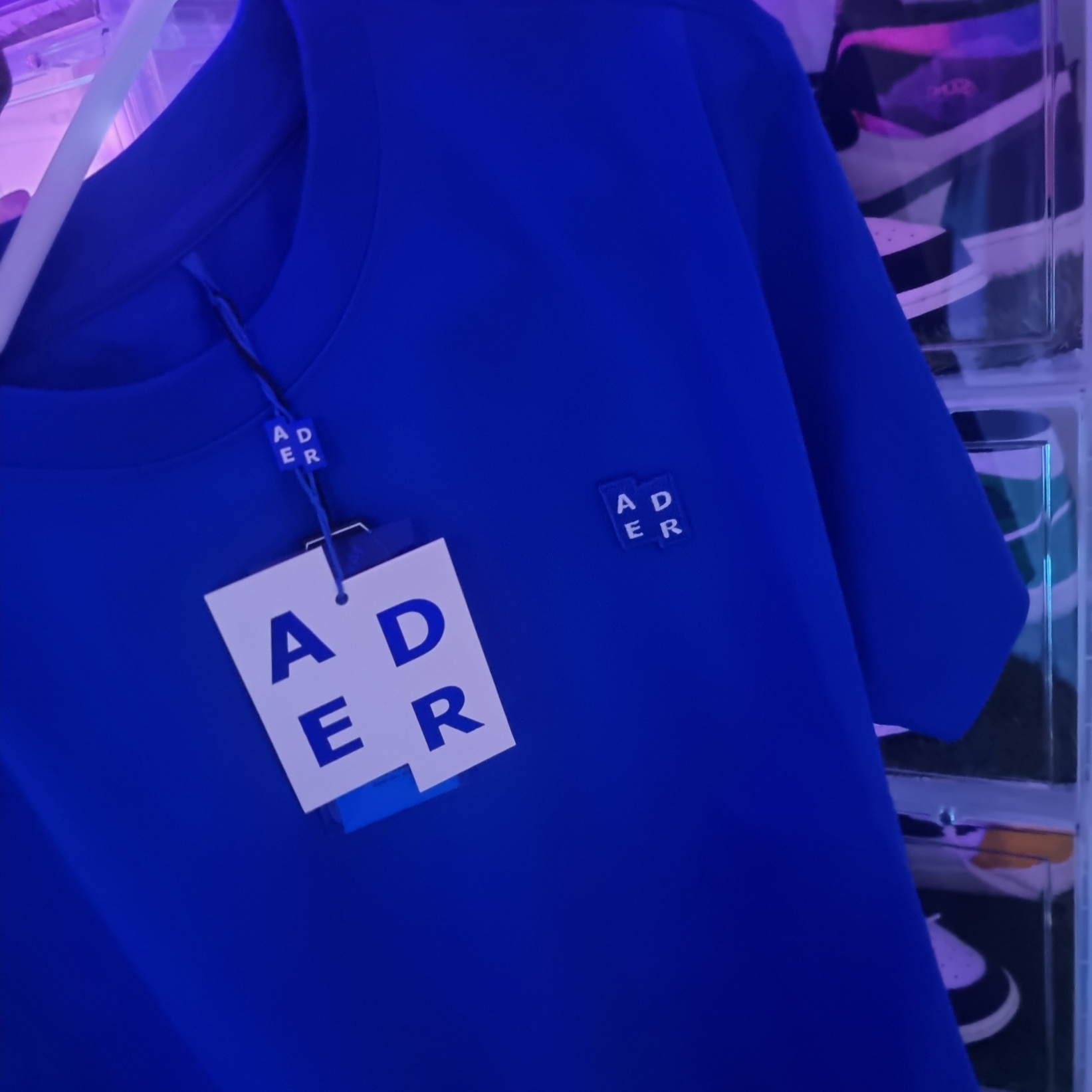 Ader Error Sig; TRS/BL Tag T-Shirt 01 Z-Blue 착용 스타일 - 1
