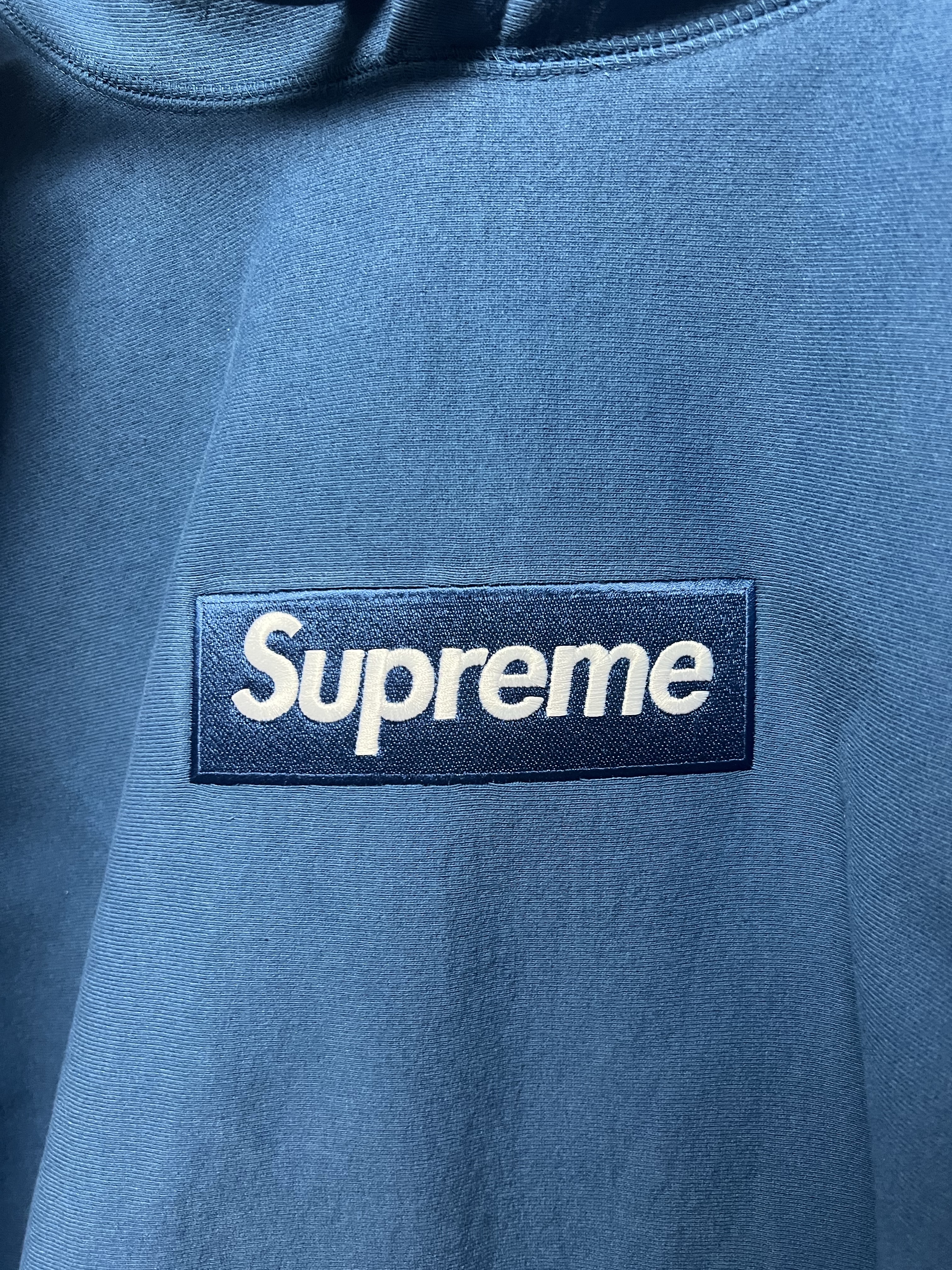 Supreme Box Logo Hooded Sweatshirt Blue - 23FW 착용 스타일 - 2