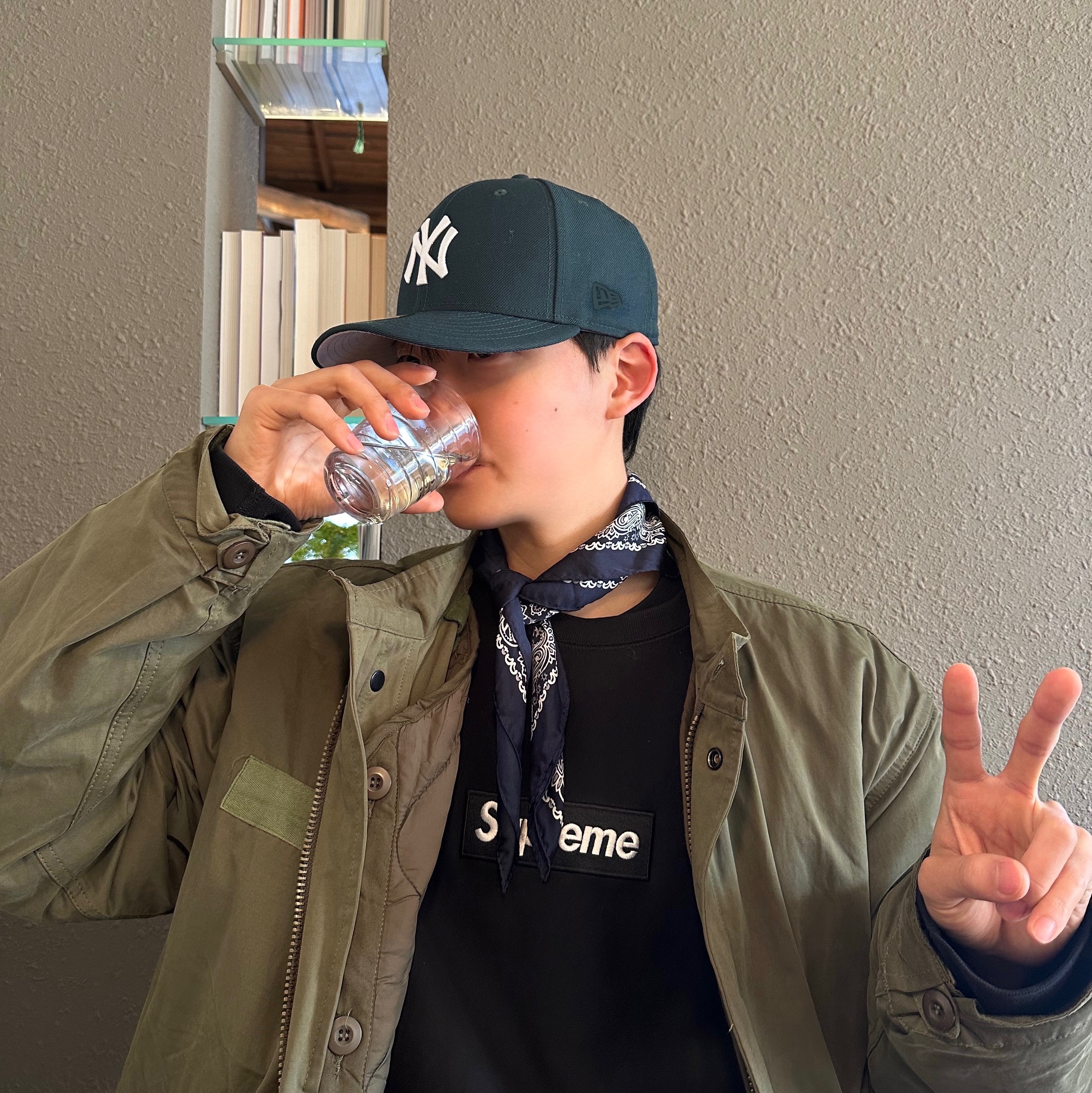 Aime Leon Dore x New Era 59FIFTY Yankees Hat Green, Supreme Box Logo Crewneck Black - 18FW 착용 스타일