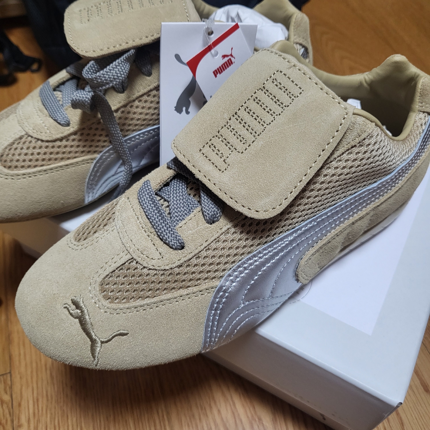 Puma x Open Yy Speedcat Prairie Tan Matte Silver 착용 스타일