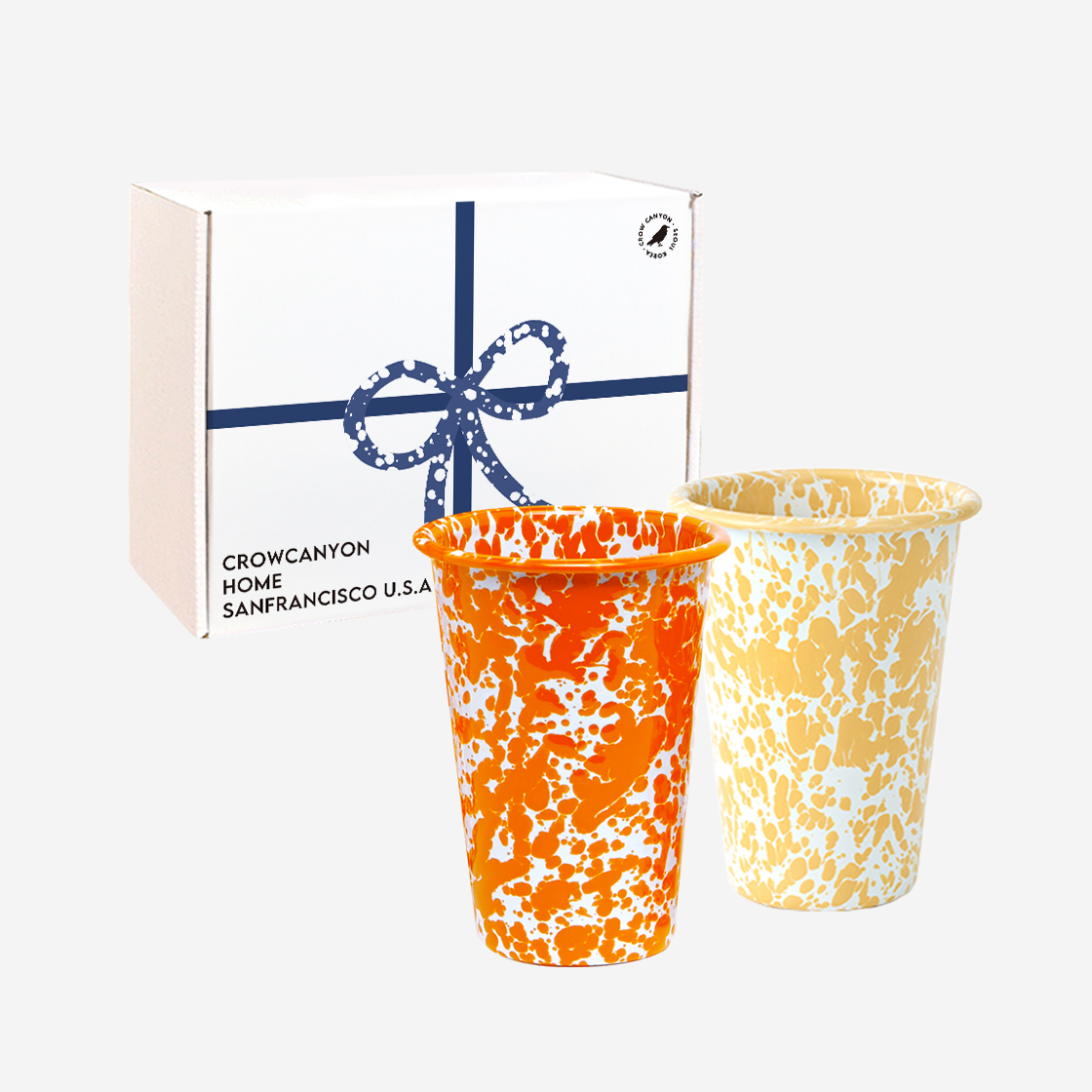 크로우캐년  마블 텀블러 2P 세트 오렌지 & 옐로우(CROW CANYON Marble Tumbler 2P Set Orange & Yellow) - 1