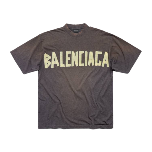 발렌시아가 테이프 타입 미디움 핏 티셔츠 다크 그린