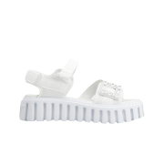 (W) Roger Vivier Viv’ Go Thick Trekky Strass Buckle Technical Fabric Sandal White